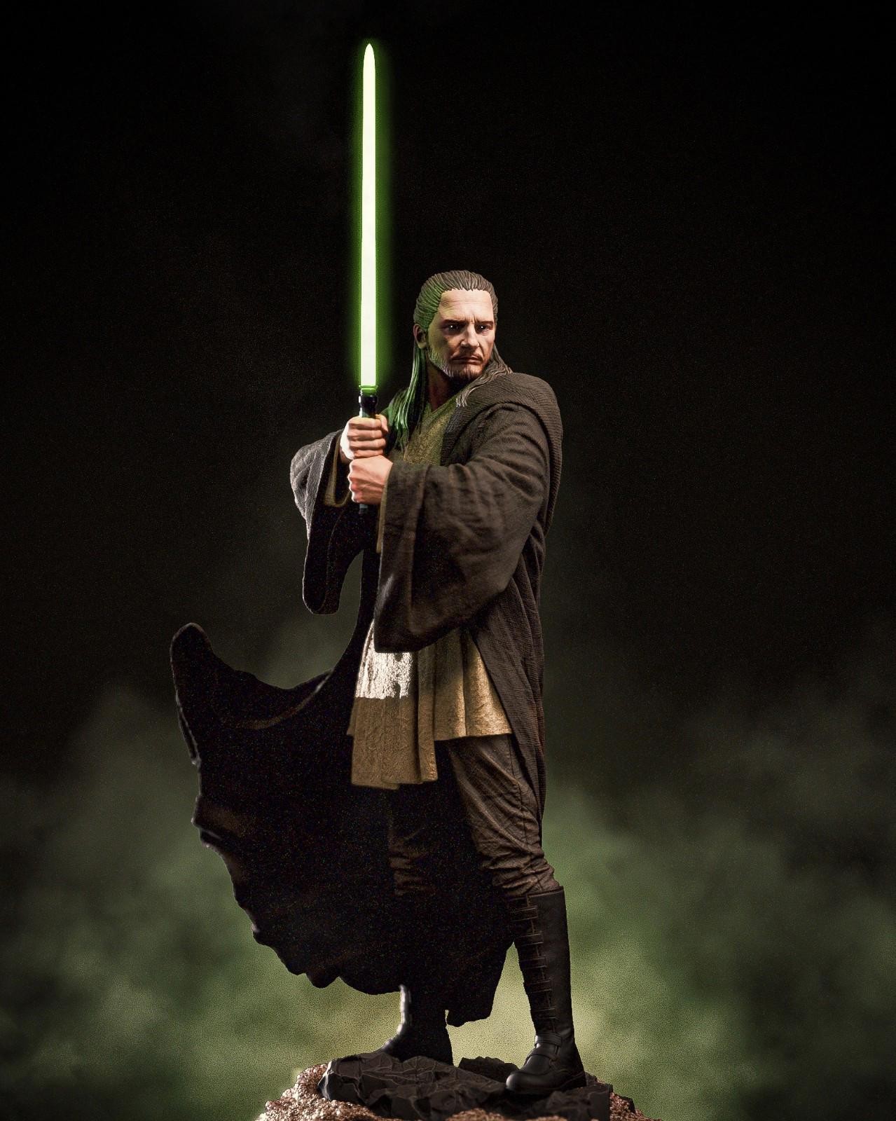 Qui-Gon Jinn Resin Kit  1/6 Scale Unpainted Jedi Figure  Clear Saber Star Wars