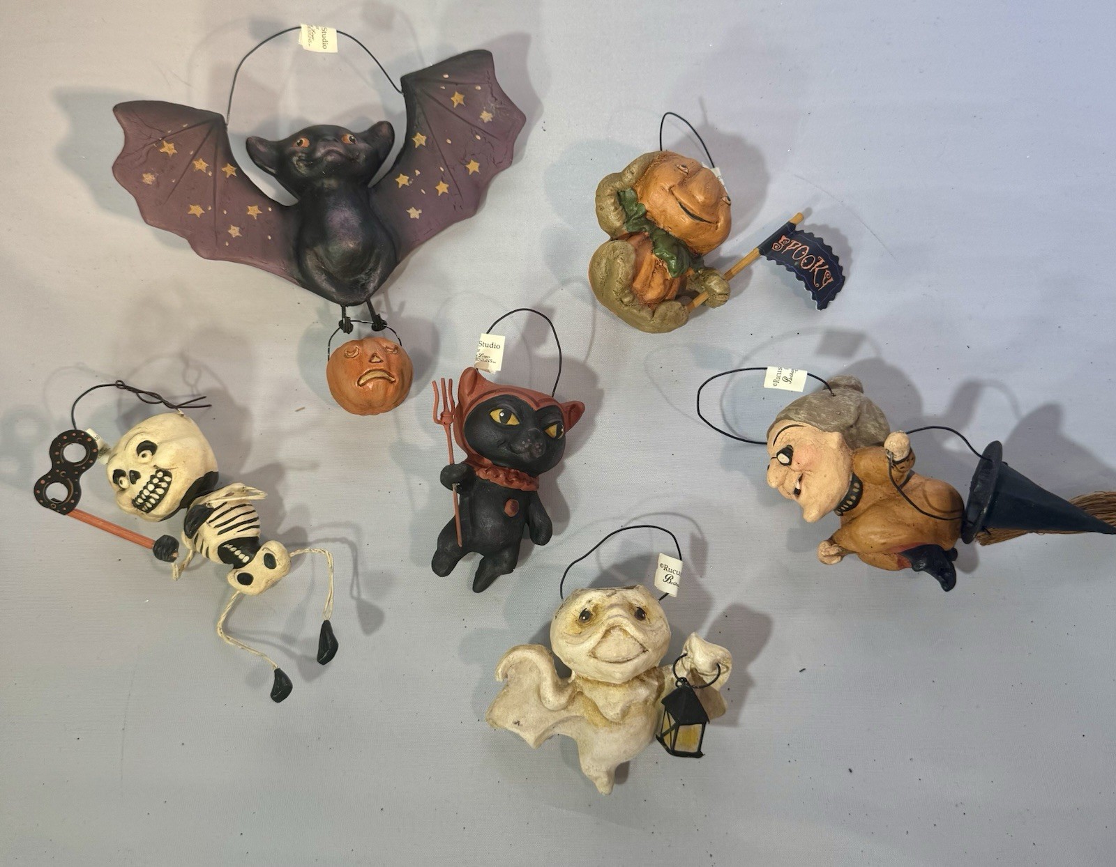 Rare Scott Smith Rucus Studio for Bethany Lowe Halloween Ornaments, Set Of 6 Rare Scott Smith Rucus Studio for Bethany Lowe Halloween Ornaments, Set Of 6