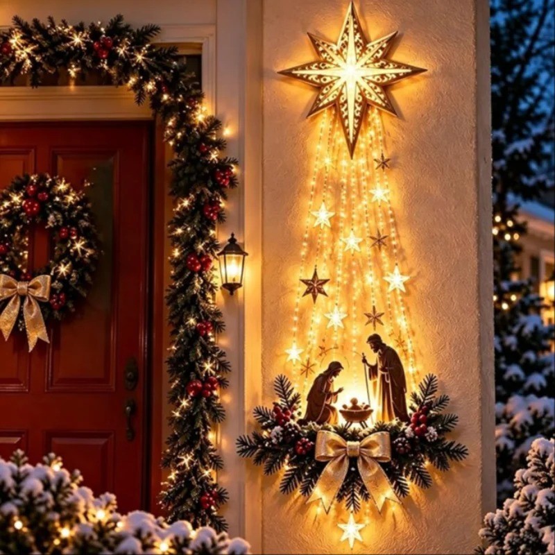 Nativity Wall Decor Christmas Holy Family Star LED Light Hanging Ornament Nativity Wall Decor Christmas Holy Family Star LED Light Hanging Ornament