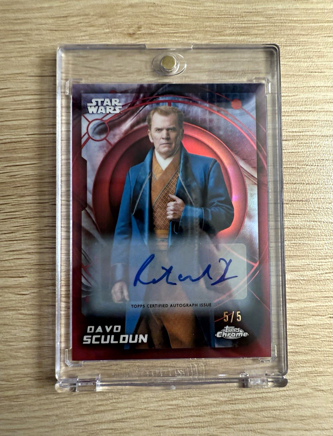 2026 Topps Chrome Star Wars Davo Sculdun Auto Richard Dillane  Red /5 BOOKEND
