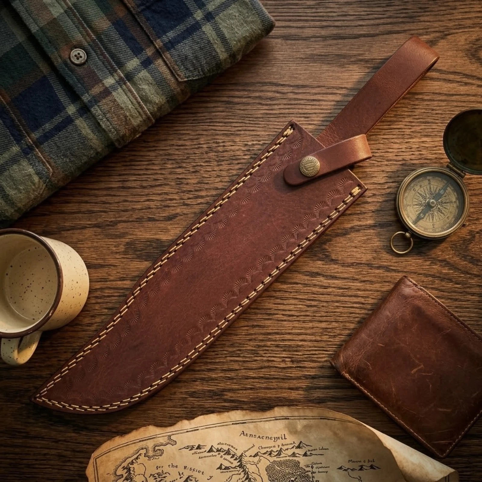 Handmade Brown Leather Replacement Sheath Scabbard Big Bowie Knife fit 11" Blade Handmade Brown Leather Replacement Sheath Scabbard Big Bowie Knife fit 11" Blade