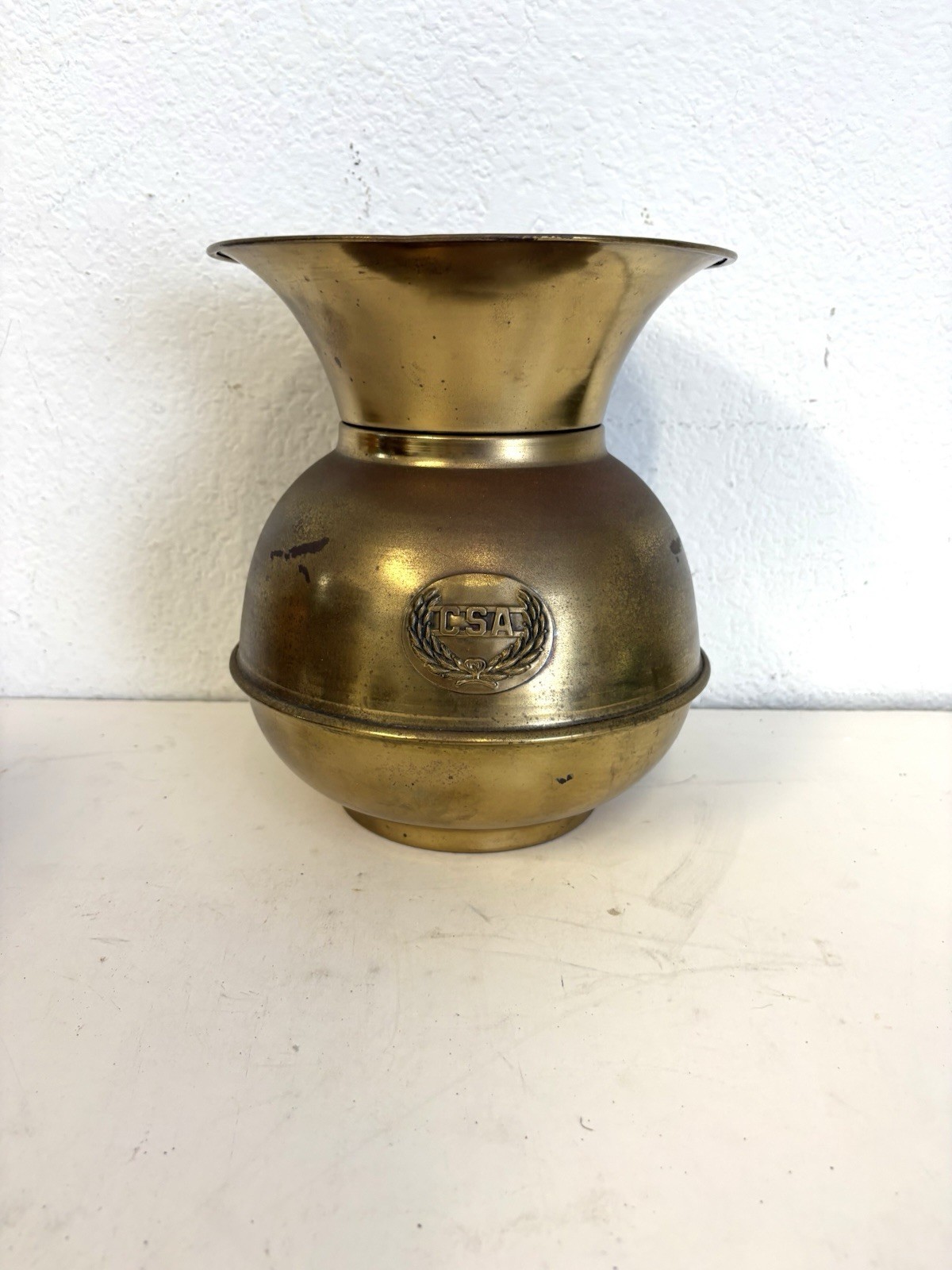 Vintage "CSA" The Confederate States of America Embossed Emblem Brass Spittoon Vintage "CSA" The Confederate States of America Embossed Emblem Brass Spittoon
