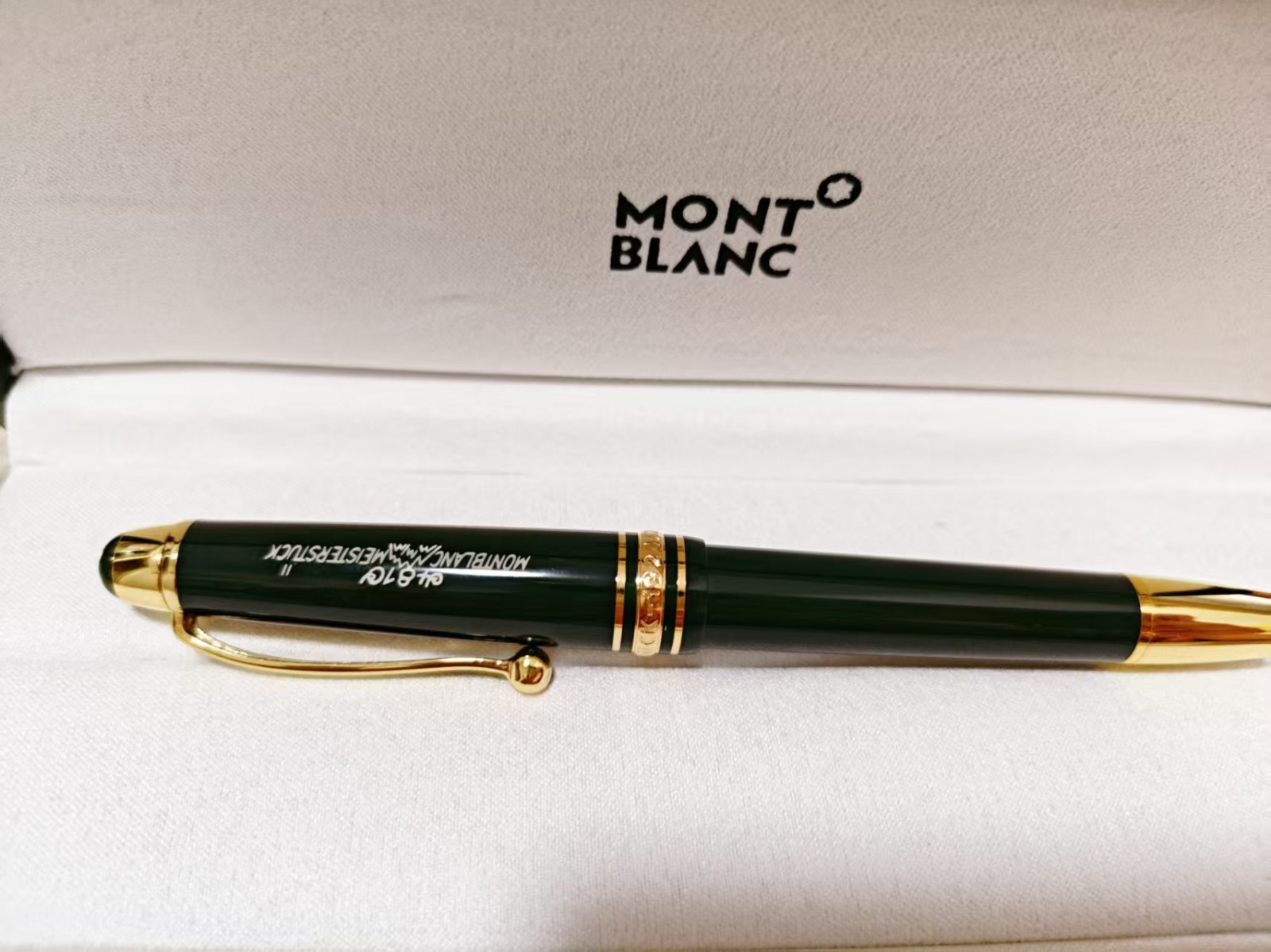 Mont.blanc Dark Jade Green Meisterstück Luxury Fountain Pen Gold Trim w/ Box
