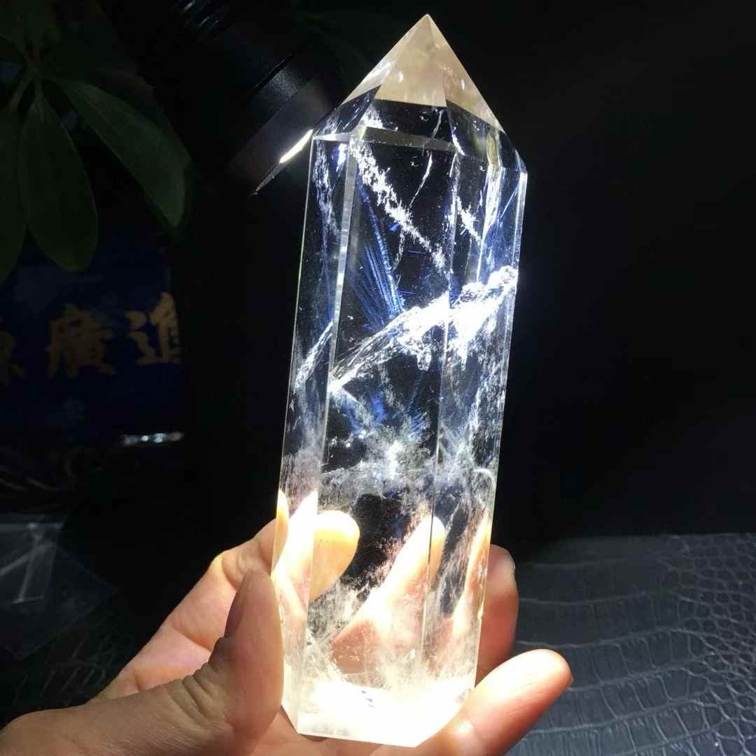 403g Natural clear crystal obelisk Blue needle Quartz tower Mineral energy Reiki 403g Natural clear crystal obelisk Blue needle Quartz tower Mineral energy Reiki