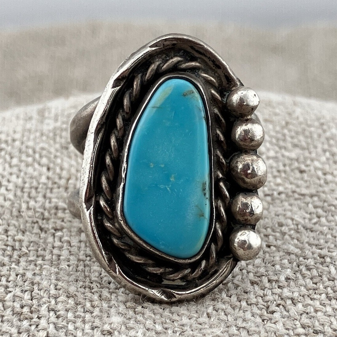 Sterling Silver Turquoise Vintage Southwestern Ring EP 10.9 Grams Heavy Sterling Silver Turquoise Vintage Southwestern Ring EP 10.9 Grams Heavy