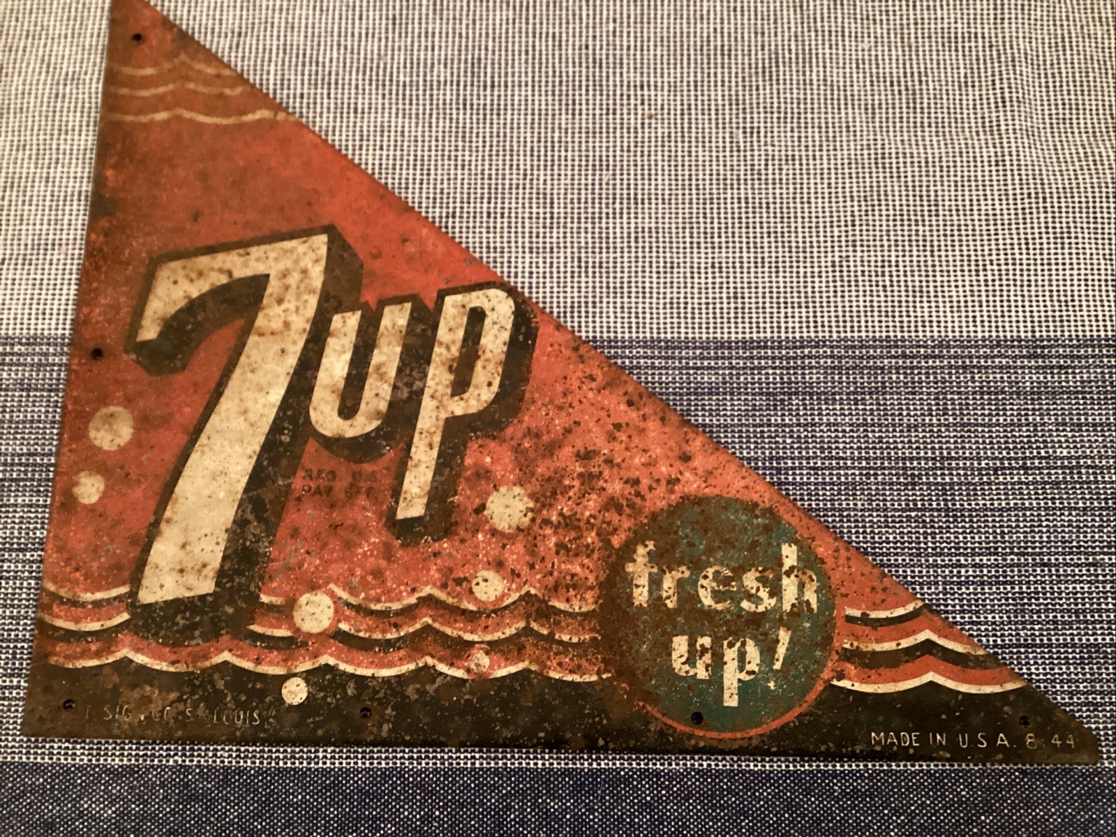 Vintage 7 Up Door Kick Sign Advertisement ~ Rare 