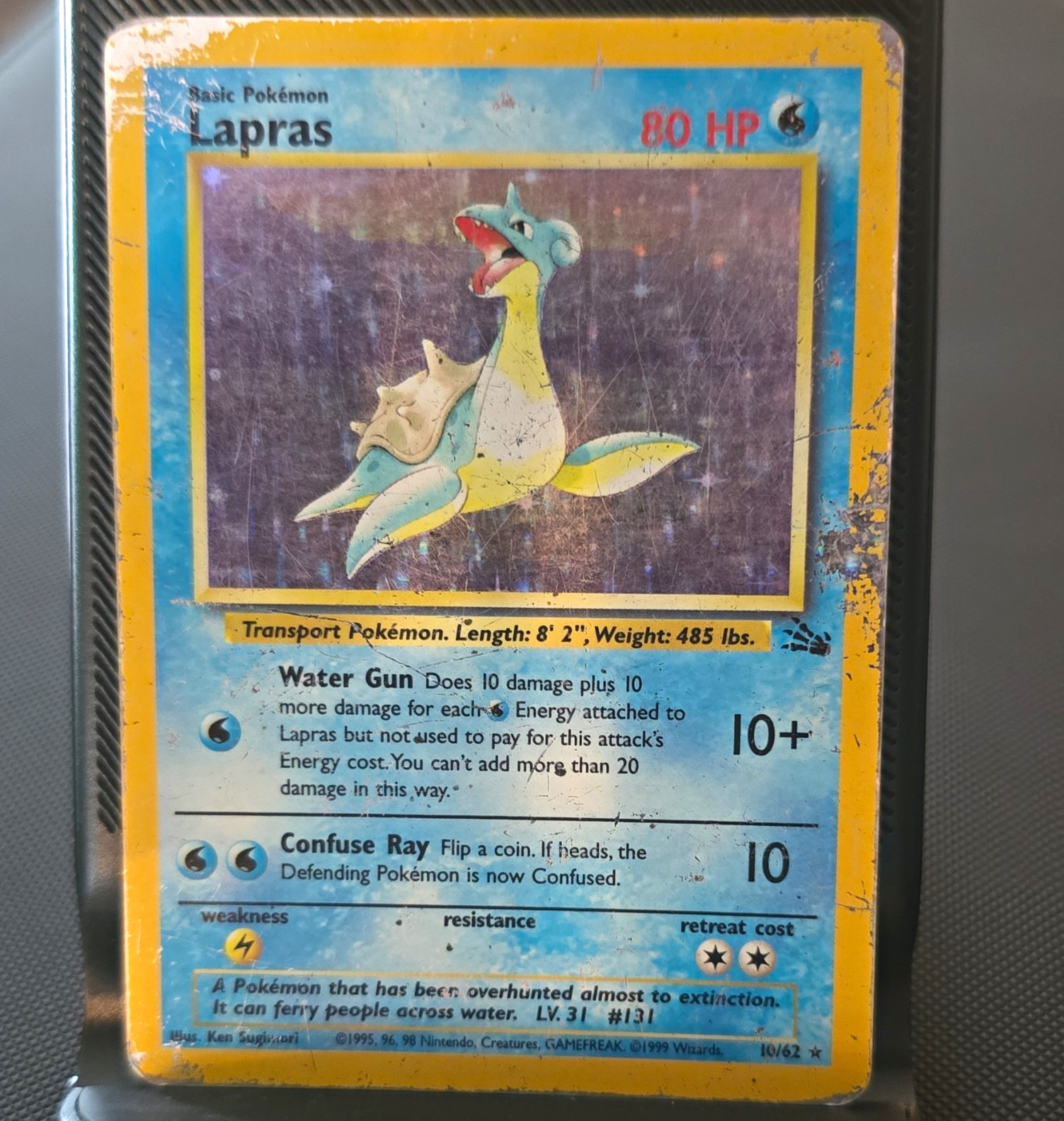 Pokémon Fossil Lapras 10/62 Holo Rare English Trading Card. HP Pokémon Fossil Lapras 10/62 Holo Rare English Trading Card. HP