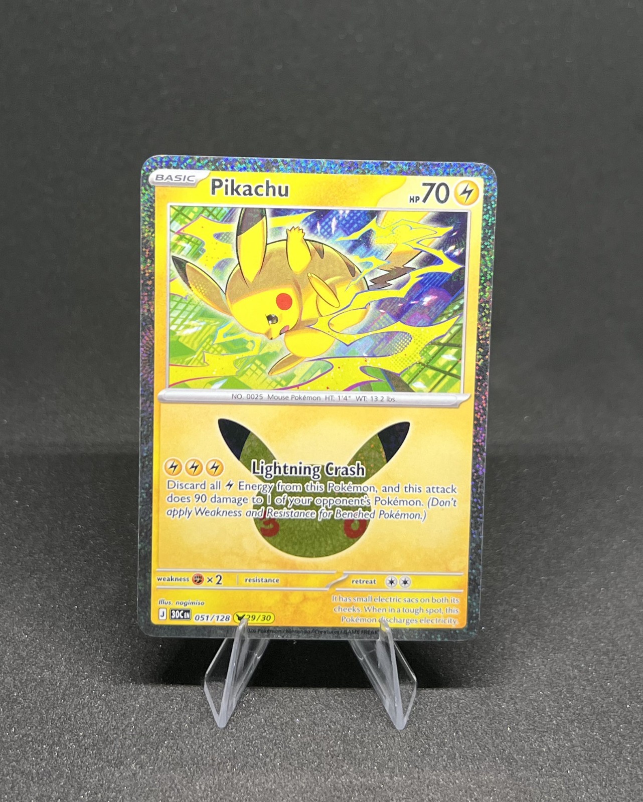 Pokémon - Pikachu 051/128 (29/30) Holo 30th Celebration - NM Pokémon - Pikachu 051/128 (29/30) Holo 30th Celebration - NM