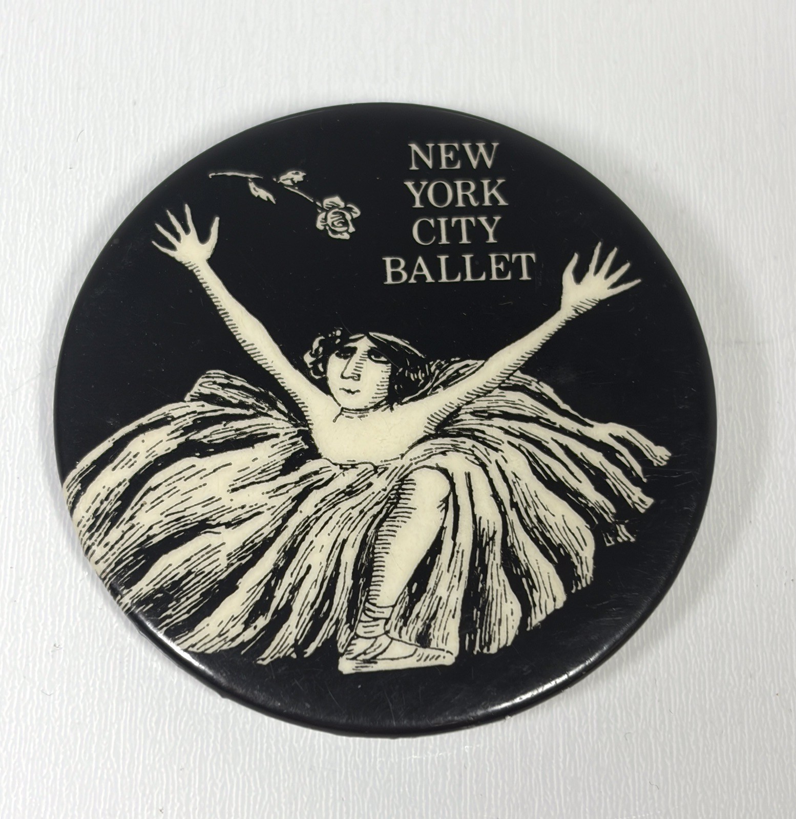 Vintage Edward Gorey New York City Ballet NYCB Pinback Button Black White Pin