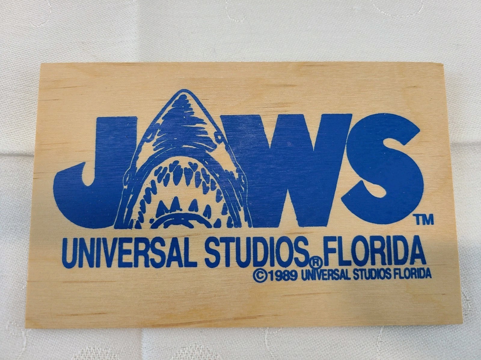 Vintage Universal Studios Jaws Souvenir Postcard Wooden Vandercraft 1989 Rare Vintage Universal Studios Jaws Souvenir Postcard Wooden Vandercraft 1989 Rare