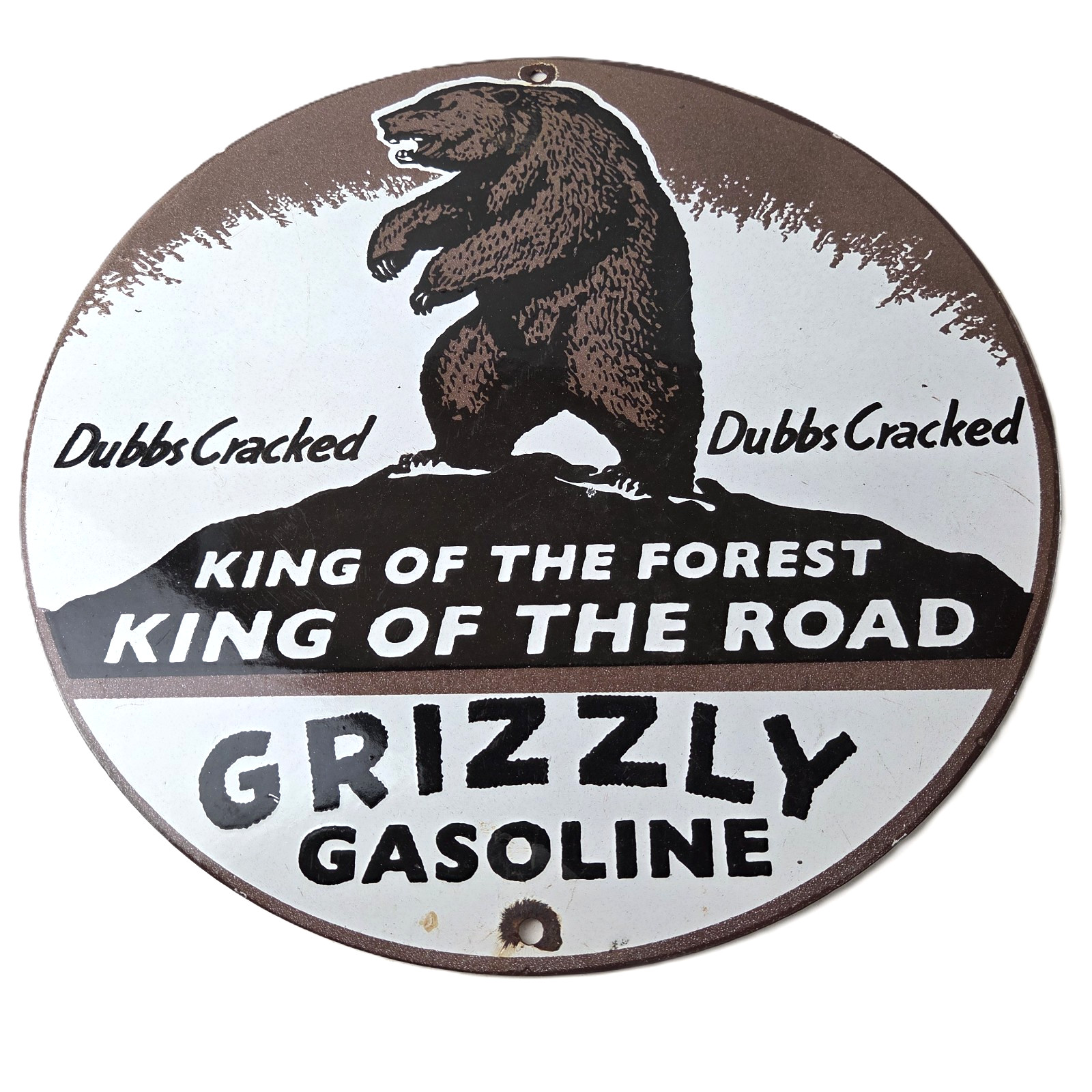 Vintage Grizzly Porcelain Sign - Automotive Gasoline Pump Sign