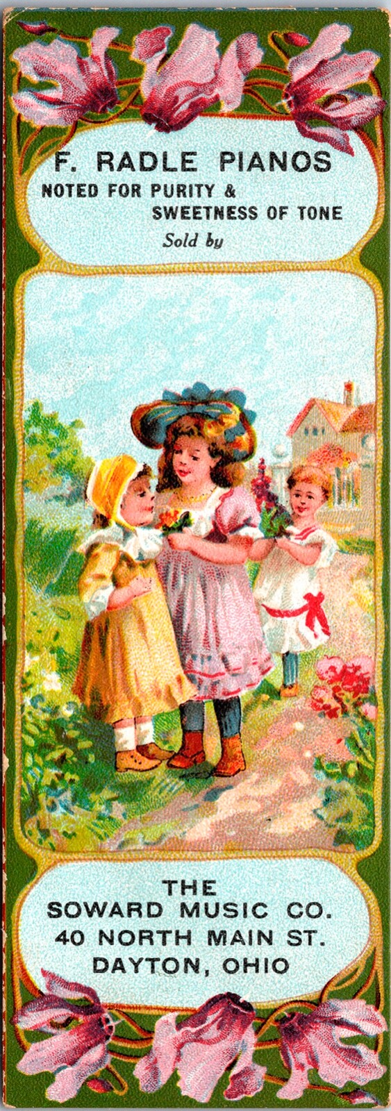 Vintage Adorable Victorian Girls Radle Piano Music Antique Bookmark Dayton, Ohio Vintage Adorable Victorian Girls Radle Piano Music Antique Bookmark Dayton, Ohio