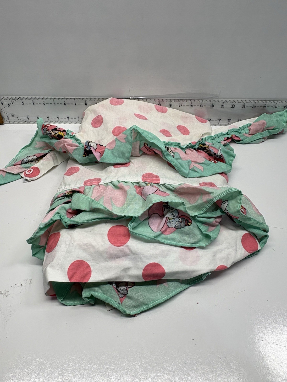 Vintage Twin Flat Fitted Sheets - Minnie Mouse - Pink Polk a Dots & Ruffle Vintage Twin Flat Fitted Sheets - Minnie Mouse - Pink Polk a Dots & Ruffle