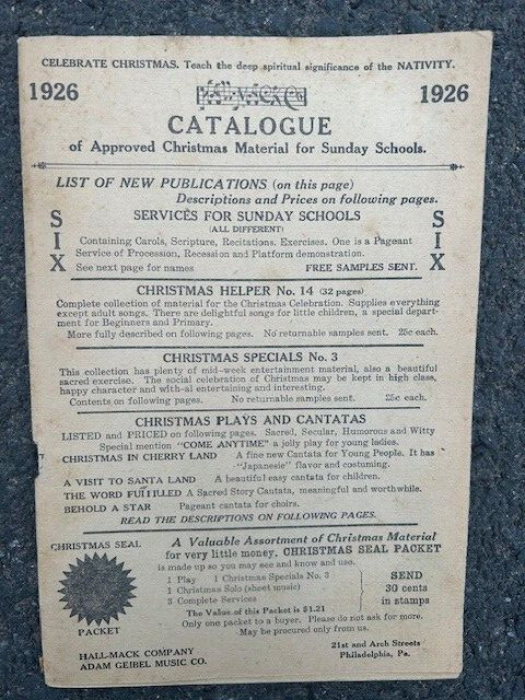 Rare Vintage Original 1926 Hall Mack Co. Christmas Catalog for Sunday Schools