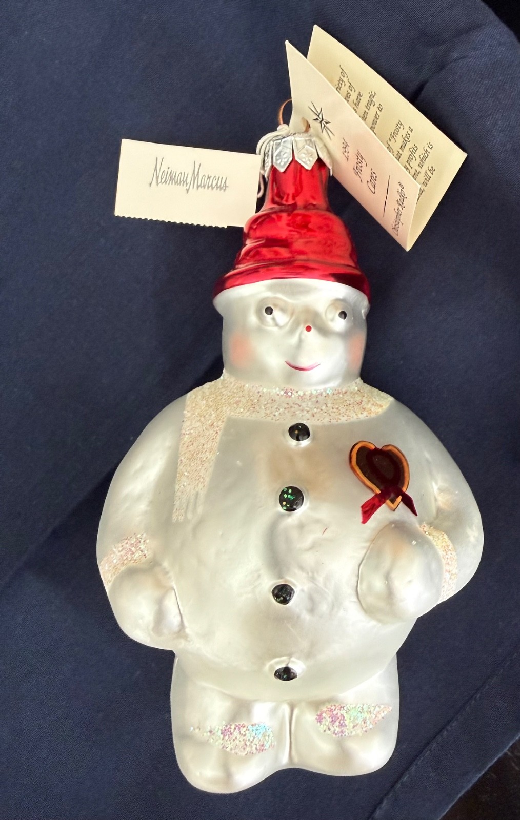 Vintage 1994 Radko, "Frosty Cares", AIDS Awareness glass ornament - Signed Vintage 1994 Radko, "Frosty Cares", AIDS Awareness glass ornament - Signed