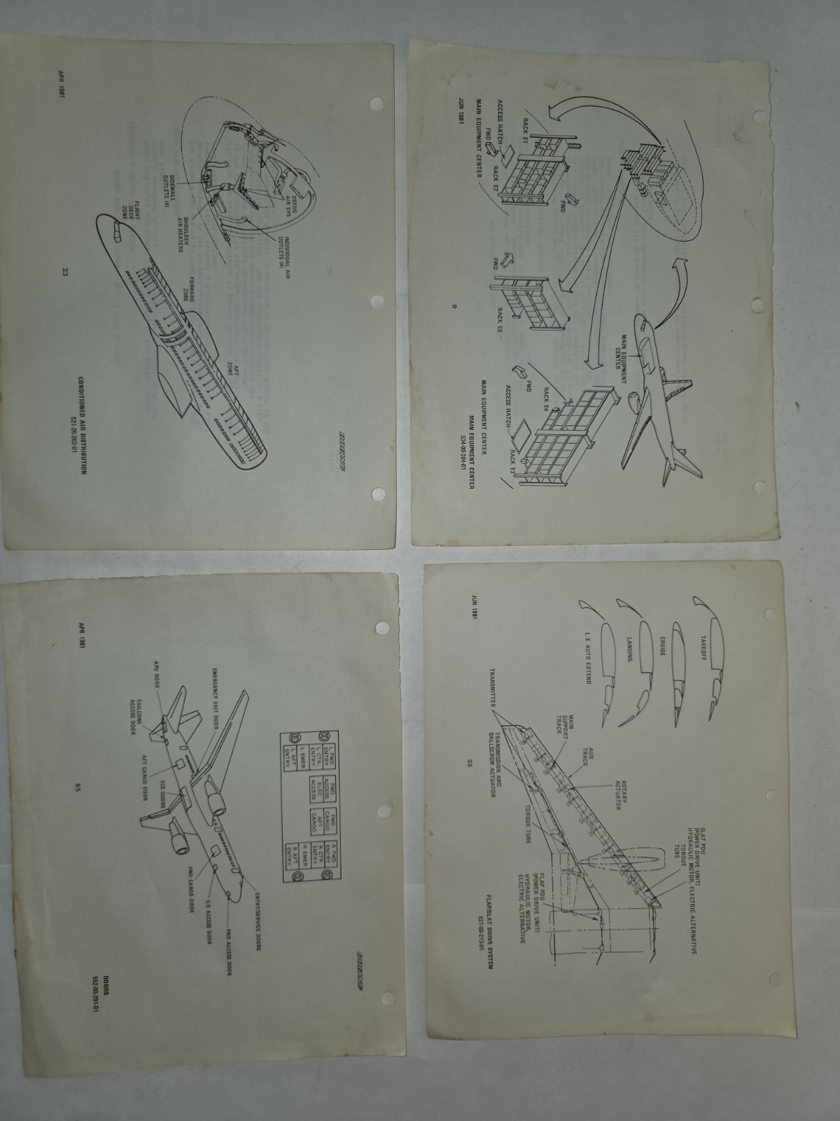 Vintage 1981 Boeing 767 Aircraft Technical Diagrams Training 4 Page Lot Vintage 1981 Boeing 767 Aircraft Technical Diagrams Training 4 Page Lot