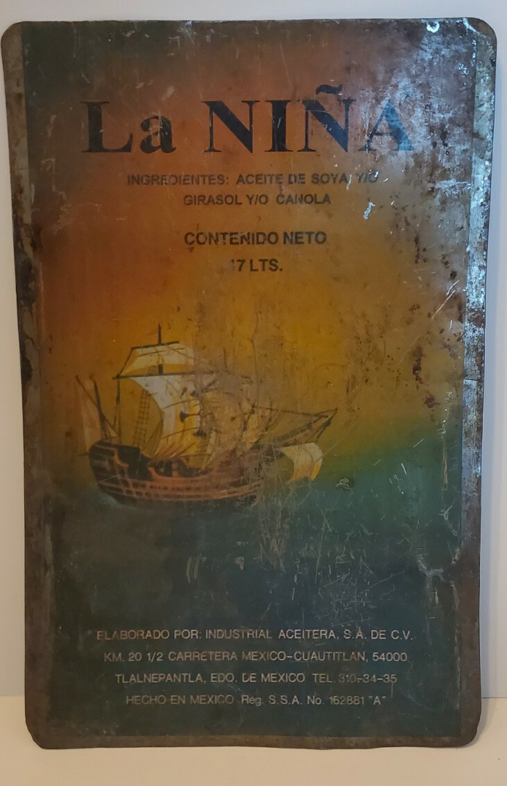 Vintage Rare La Niña Mexico Cooking Canola Oil Tin Advertising SIGN 13x9 inches Vintage Rare La Niña Mexico Cooking Canola Oil Tin Advertising SIGN 13x9 inches