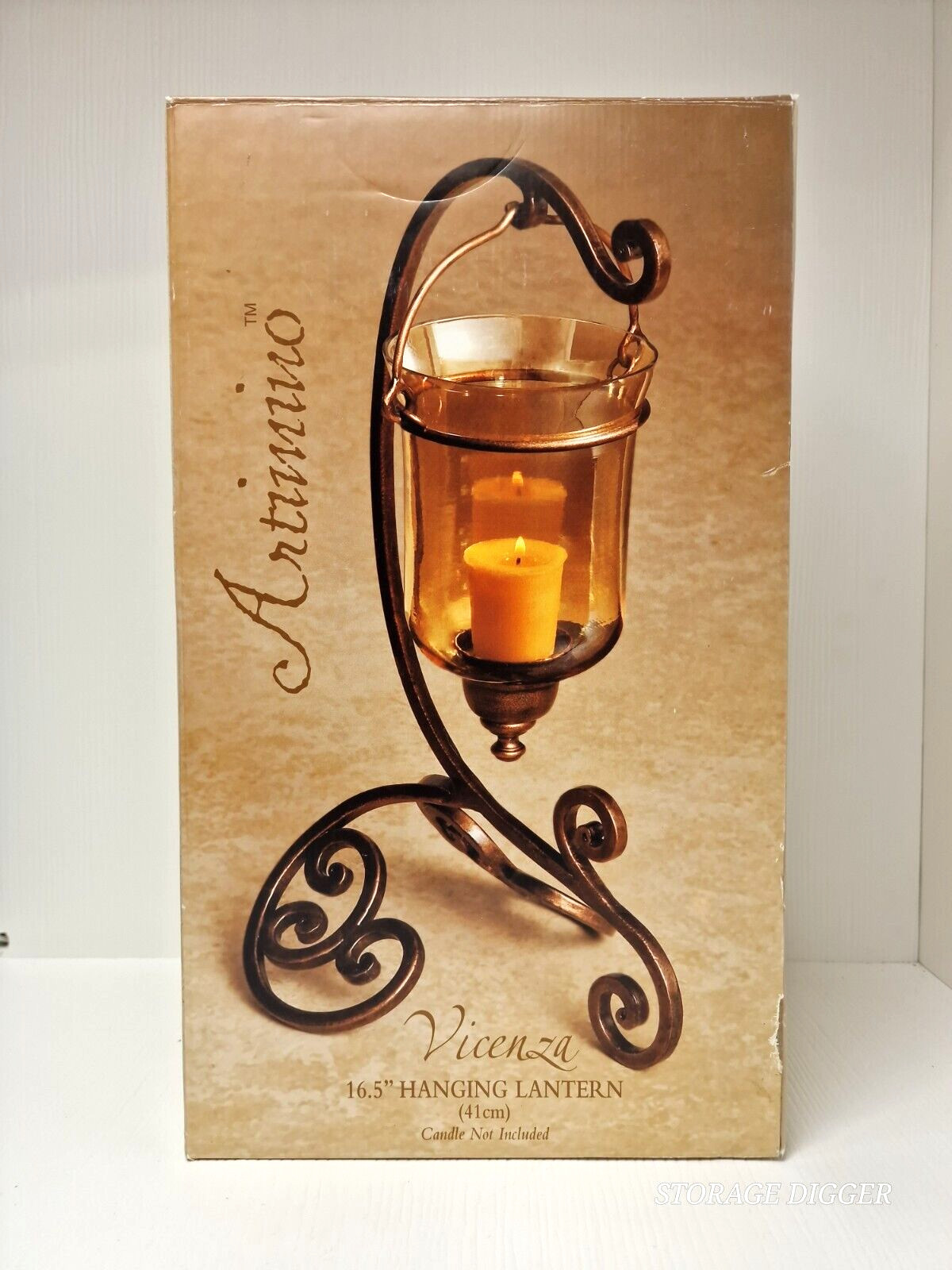 Vintage Artimino Vicenza 16.5" Candle Hanging Lantern Glass Shade Ornate Metal Vintage Artimino Vicenza 16.5" Candle Hanging Lantern Glass Shade Ornate Metal