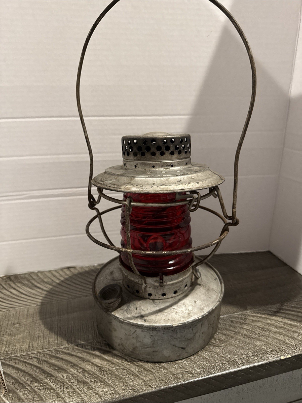 Antique HANDLAN Railroad Lamp Style Marked U E Of MO RED GLOBE By Handlan Inc.