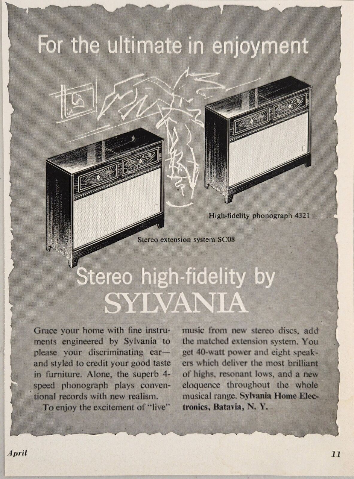 1959 Print Ad Sylvania Stereo High Fidelty Console Phonographs Batavia,New York