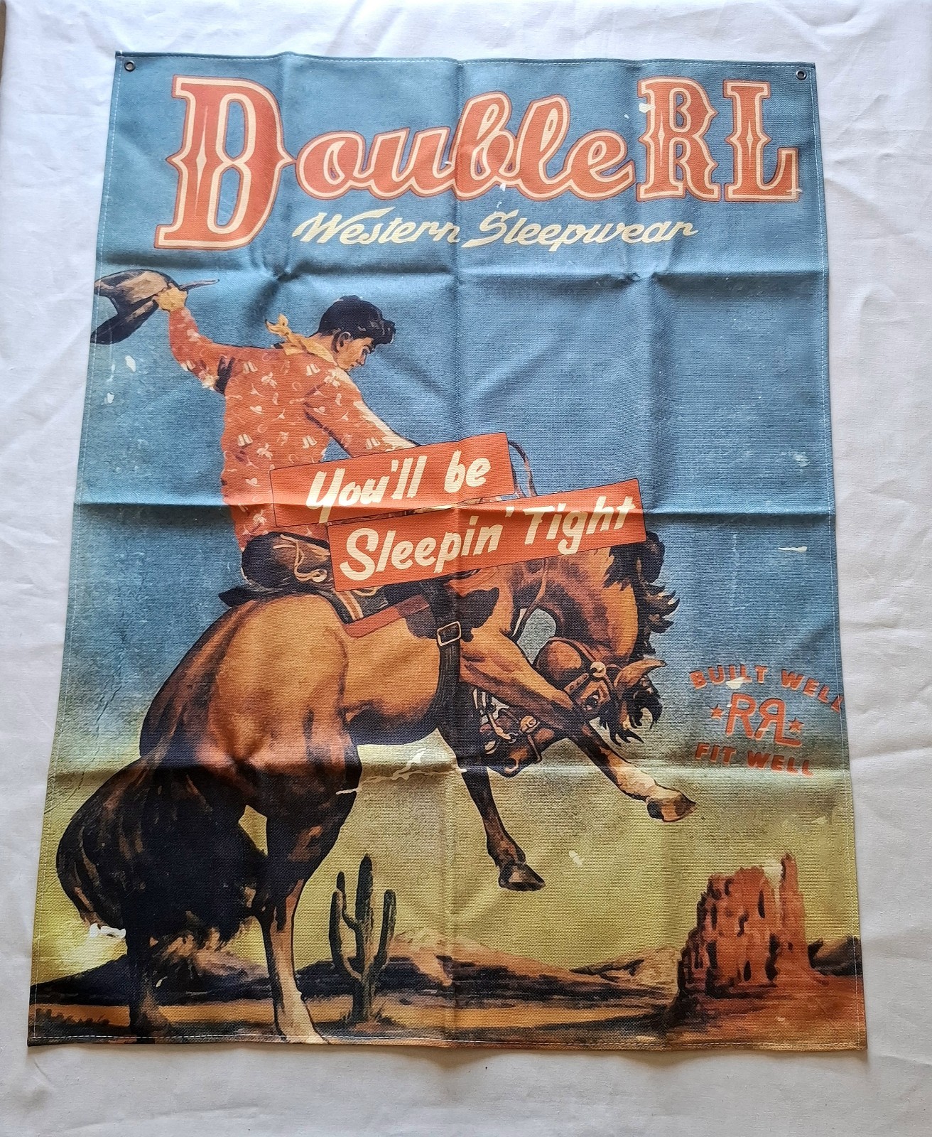 RRL Ralph Lauren Double RL Western Country USA Cowboy Canvas Banner 100x75cm RRL Ralph Lauren Double RL Western Country USA Cowboy Canvas Banner 100x75cm