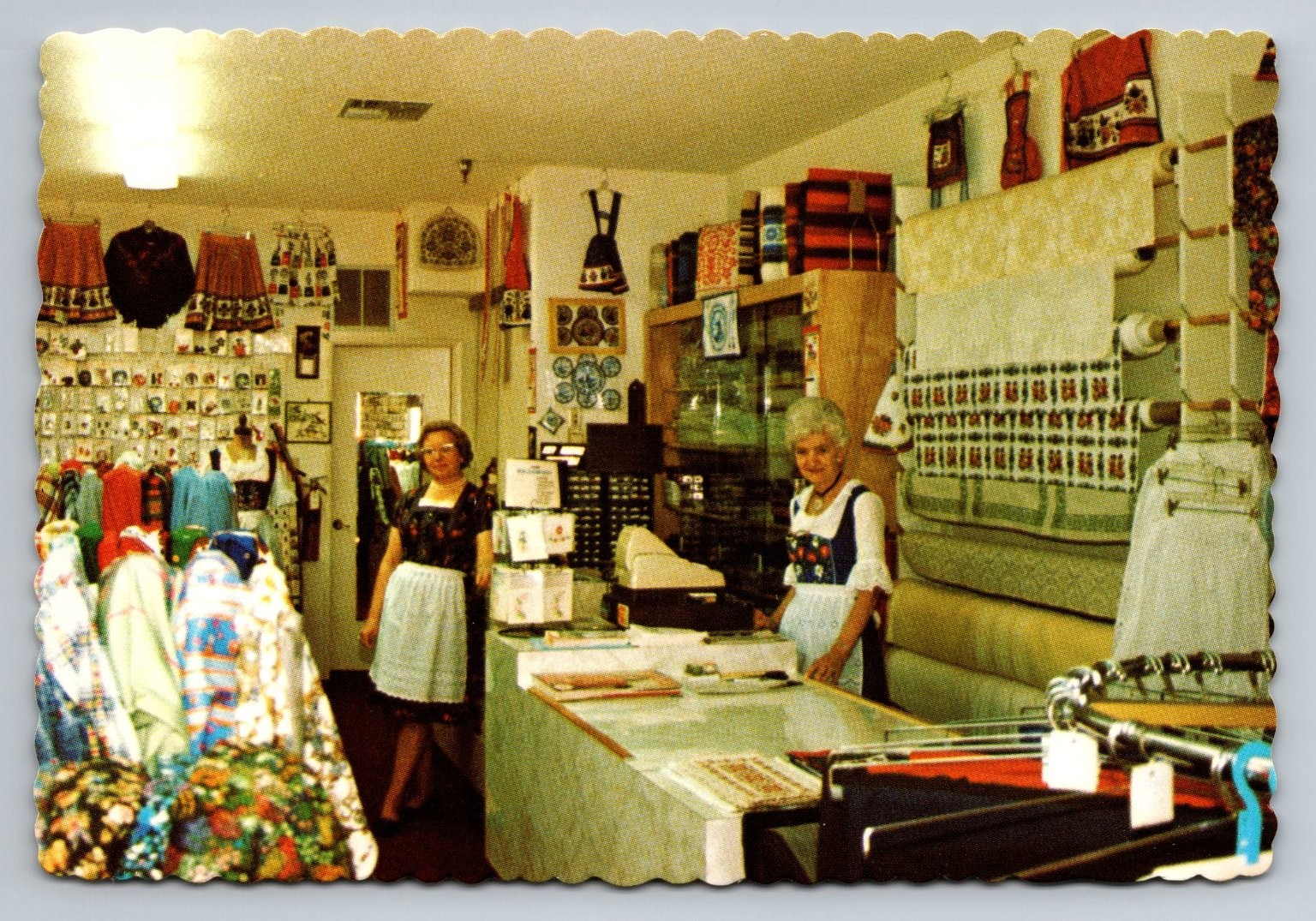 Alpine Textilien Huntington Beach CA Vintage Textile Shop Postcard Alpine Textilien Huntington Beach CA Vintage Textile Shop Postcard