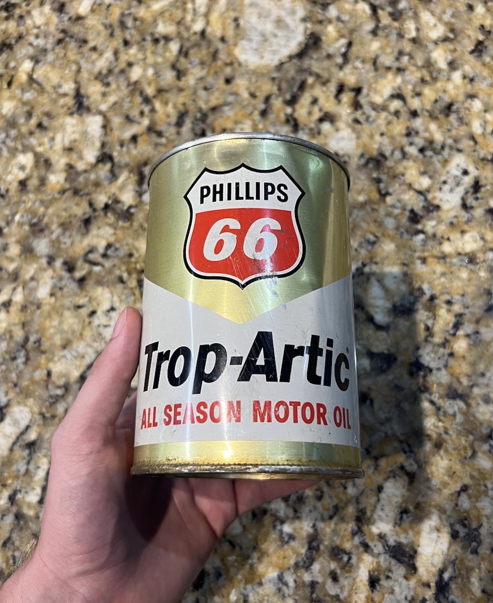 Vintage 1973 Phillips 66 Trop Artic Oil Can All Season 1 Quart Metal Can 1Q RARE