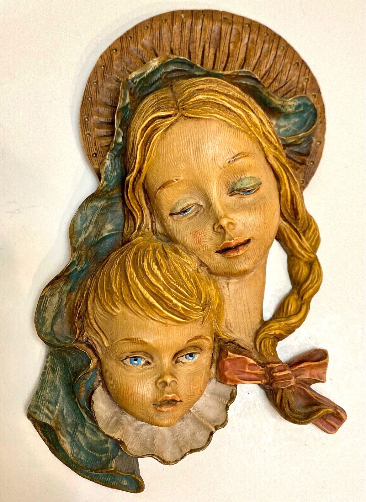 Virgin Mary/Madonna and Child Resin Wall Art Plaque MADE IN ITALY 8.5\