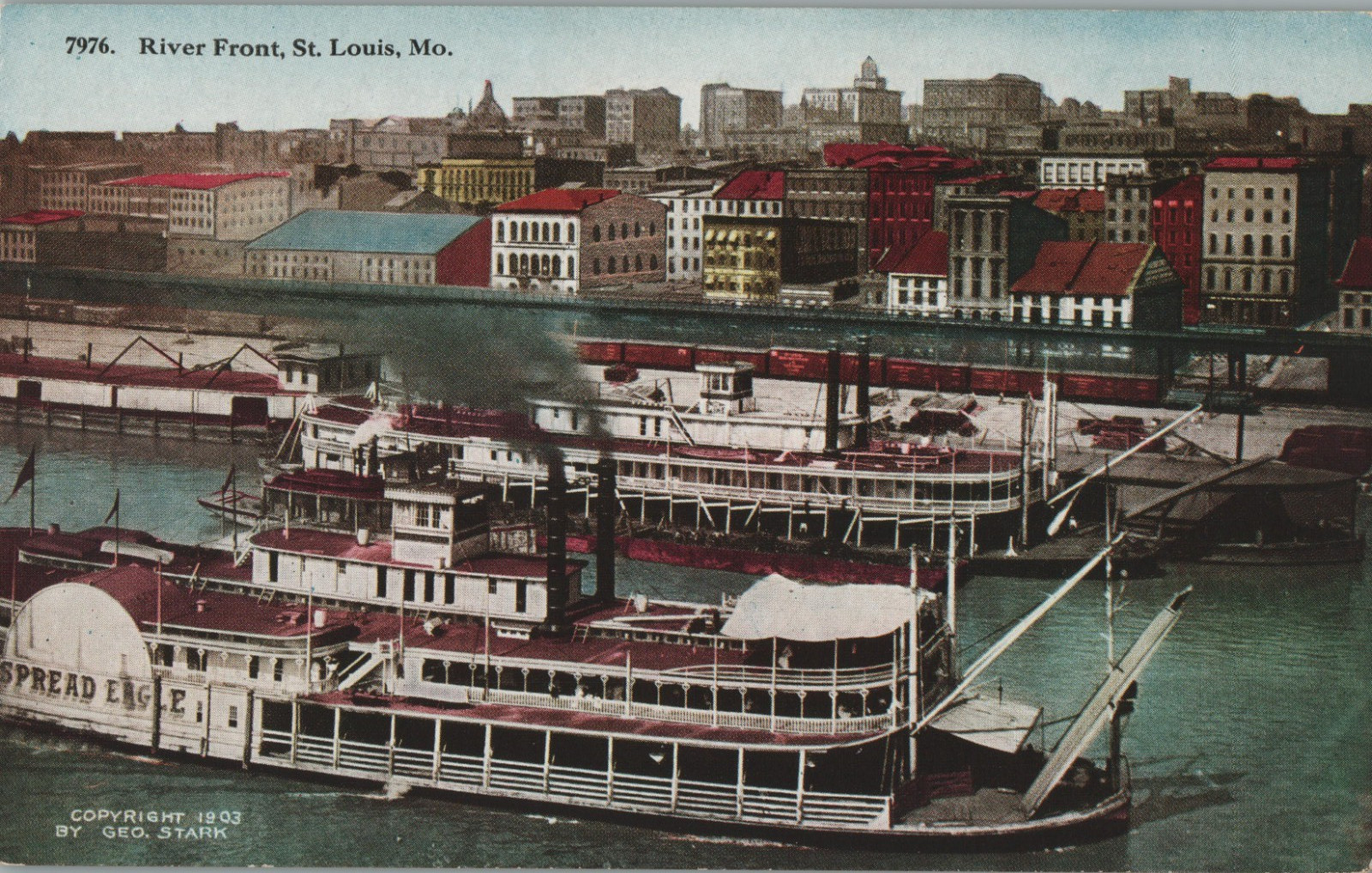 St Louis Missouri River Front Steamboat Spread Eagle 1903 Postcard St Louis Missouri River Front Steamboat Spread Eagle 1903 Postcard