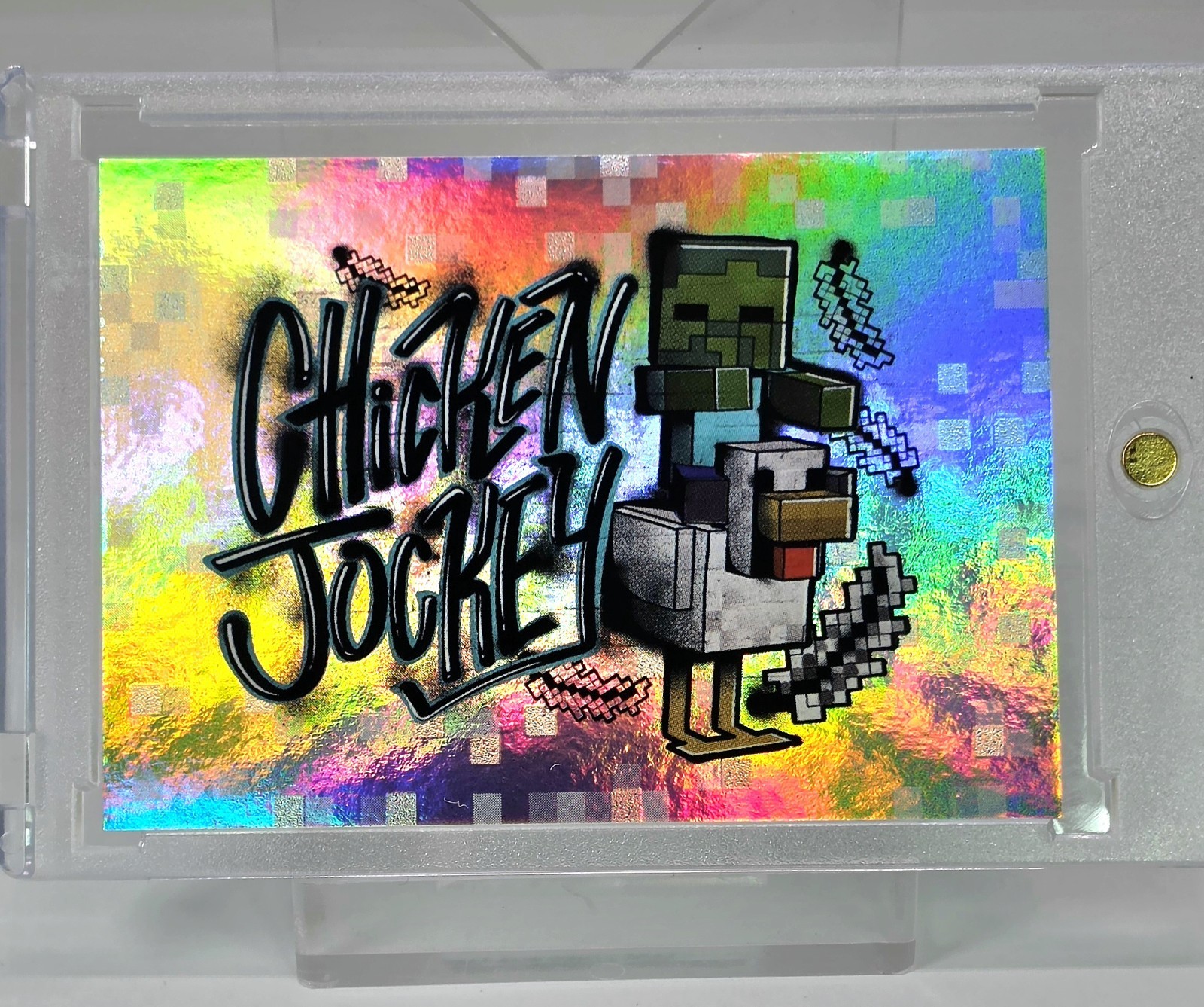 RARE 2021 PANINI MINECRAFT ROOKIE CHICKEN JOCKEY ROOKIE HOLO STICKER RC SSP SP RARE 2021 PANINI MINECRAFT ROOKIE CHICKEN JOCKEY ROOKIE HOLO STICKER RC SSP SP
