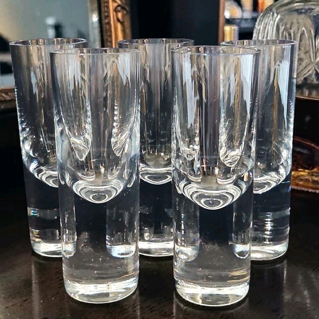 Vintage HOYA Clear Crystal Shot Glasses Set Of 5 Heavy Bottom 4.5" Tall EC Vintage HOYA Clear Crystal Shot Glasses Set Of 5 Heavy Bottom 4.5" Tall EC