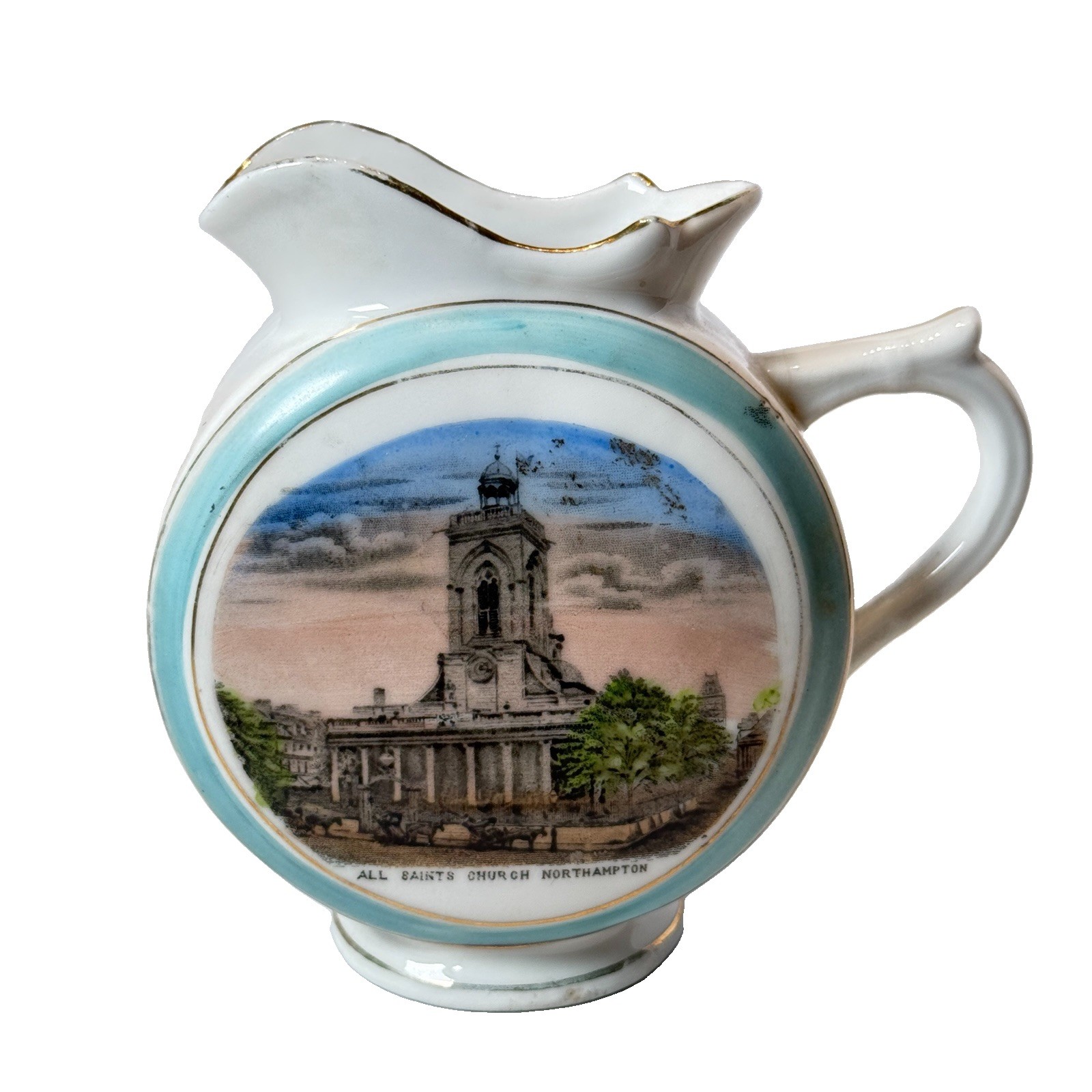 ALL SAINTS CHURCH - NORTHAMPTON ENGLAND Souvenir CHINA PORCELAIN PITCHER CREAMER