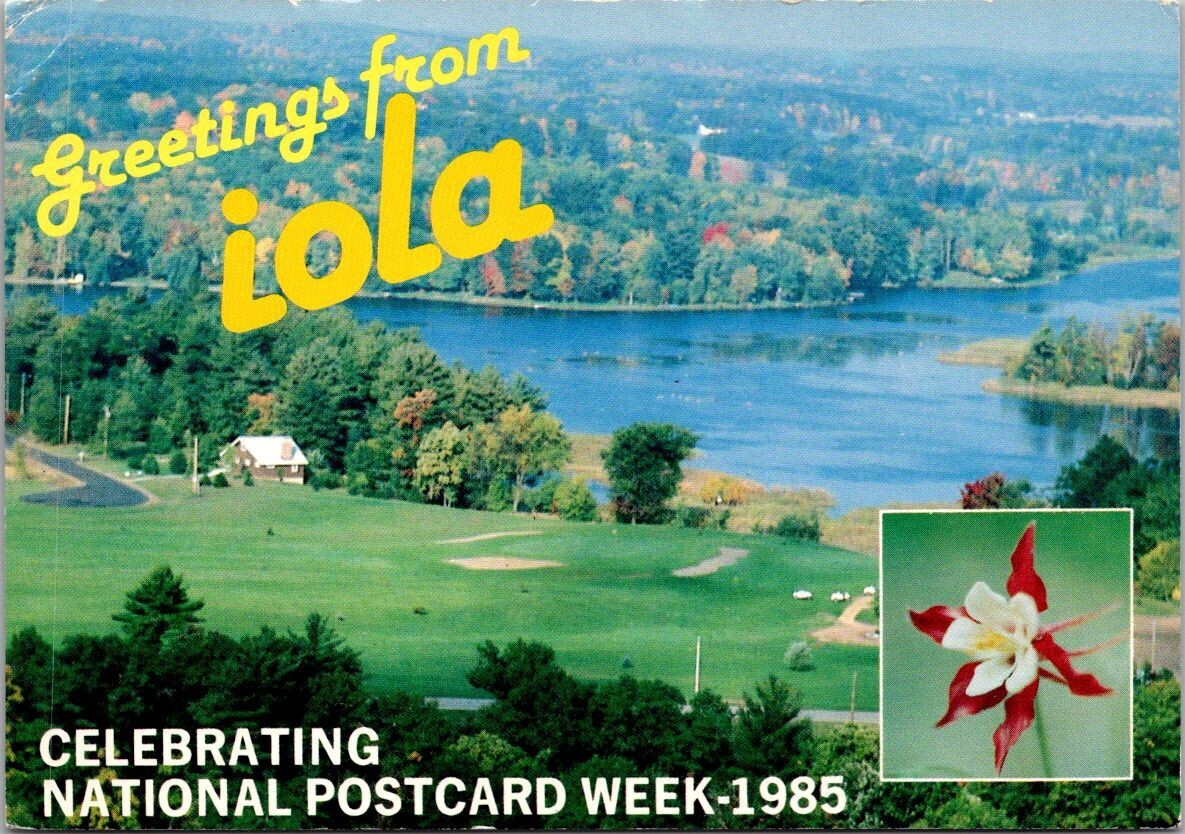 Iola Wisconsin National Postcard Week 1985 Aerial View Postcard
