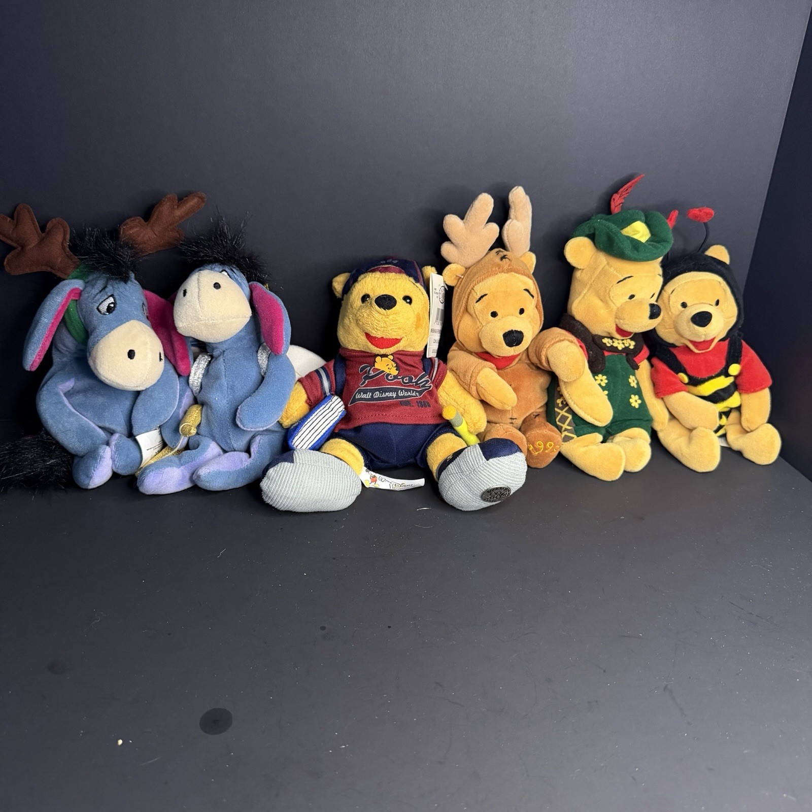 Vtg 1990s Disney Store Winnie The Pooh Eeyore Plush Bean Bag Lot of 6