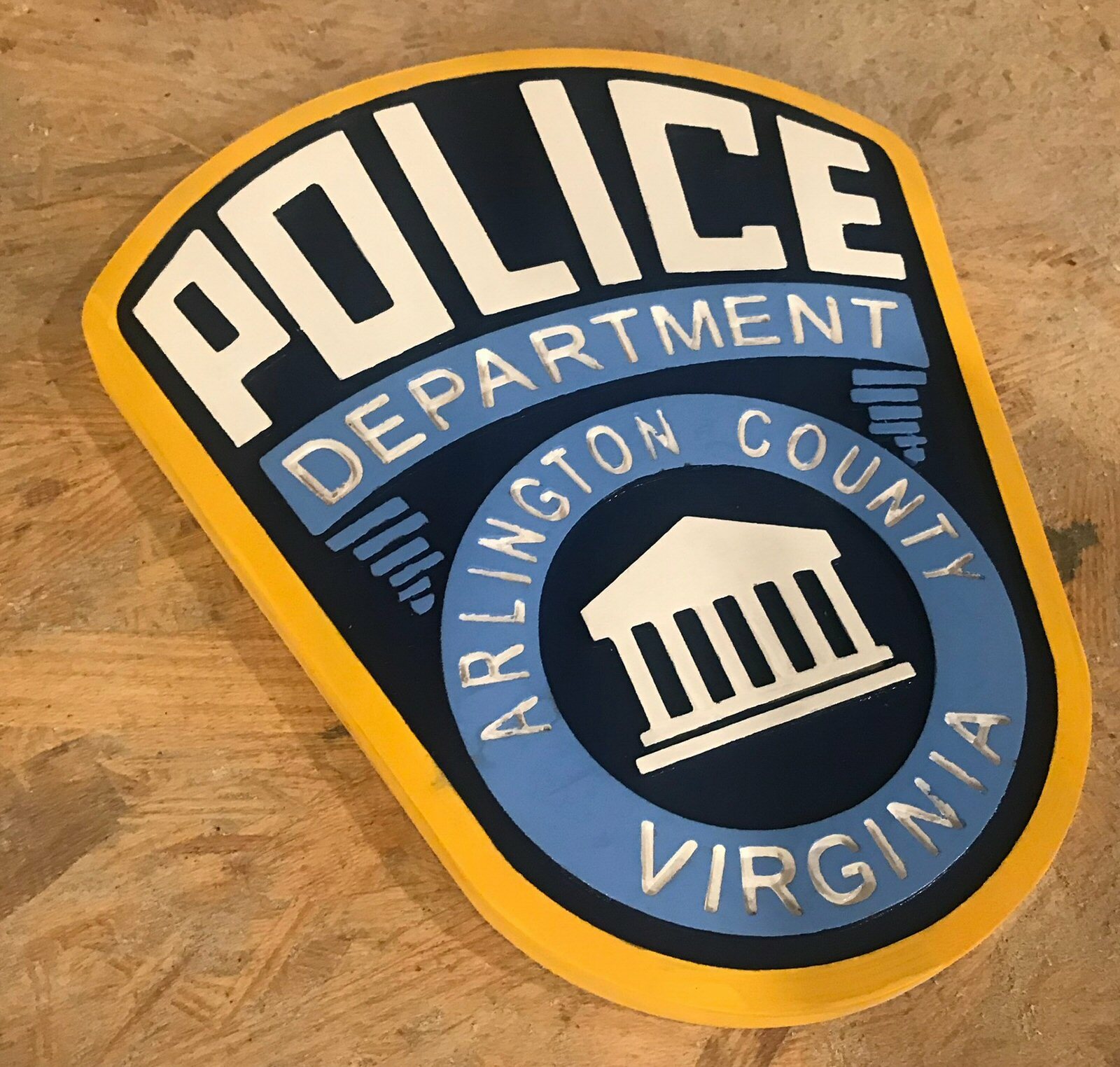 Police Arlington County 3D routed carved wood patch plaque Sign Custom Police Arlington County 3D routed carved wood patch plaque Sign Custom