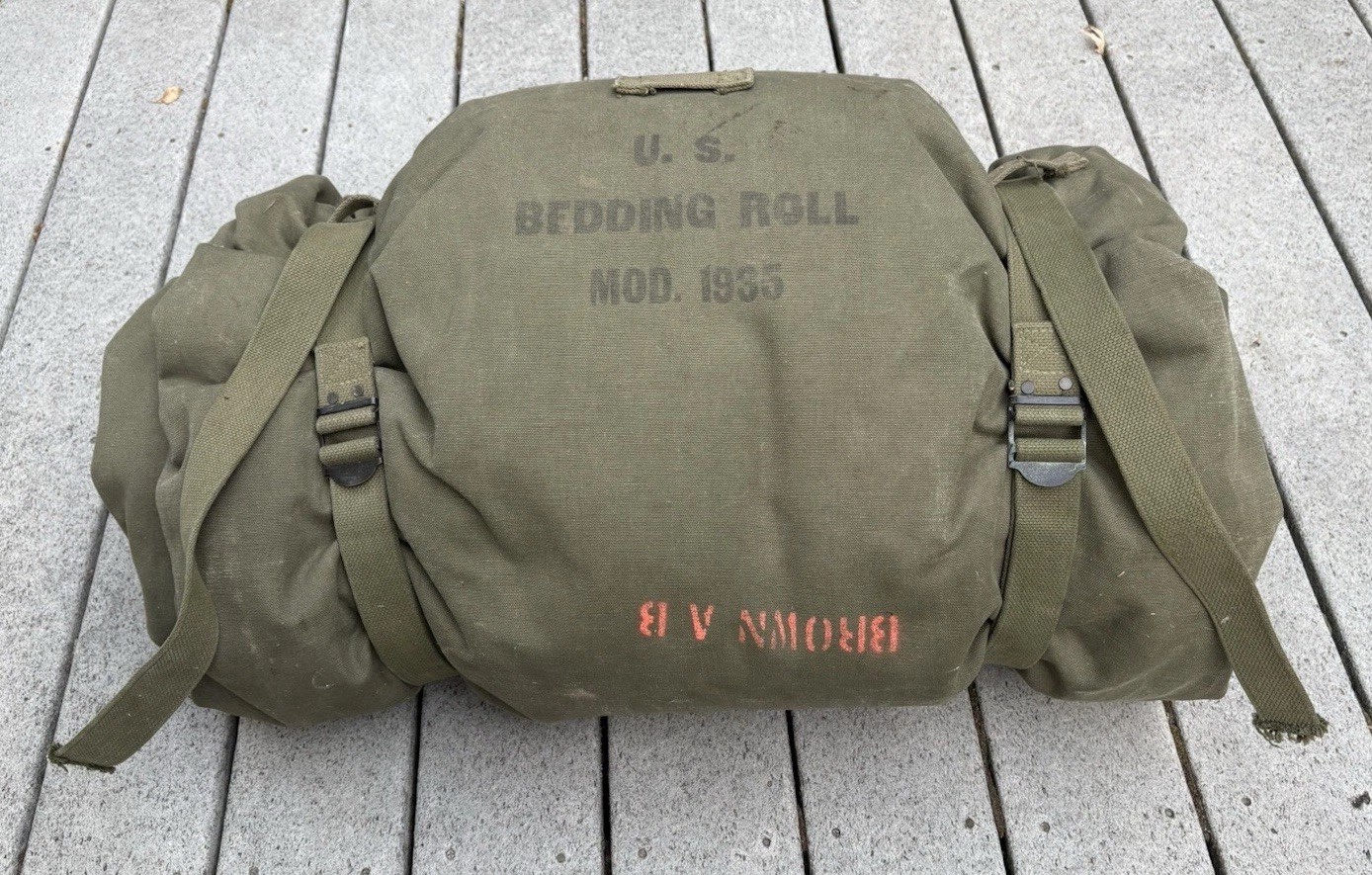 VTG 1940s WW2 AAF M1935 Bedding Roll  & M-1942 Arctic Mountain Sleeping Bag SET
