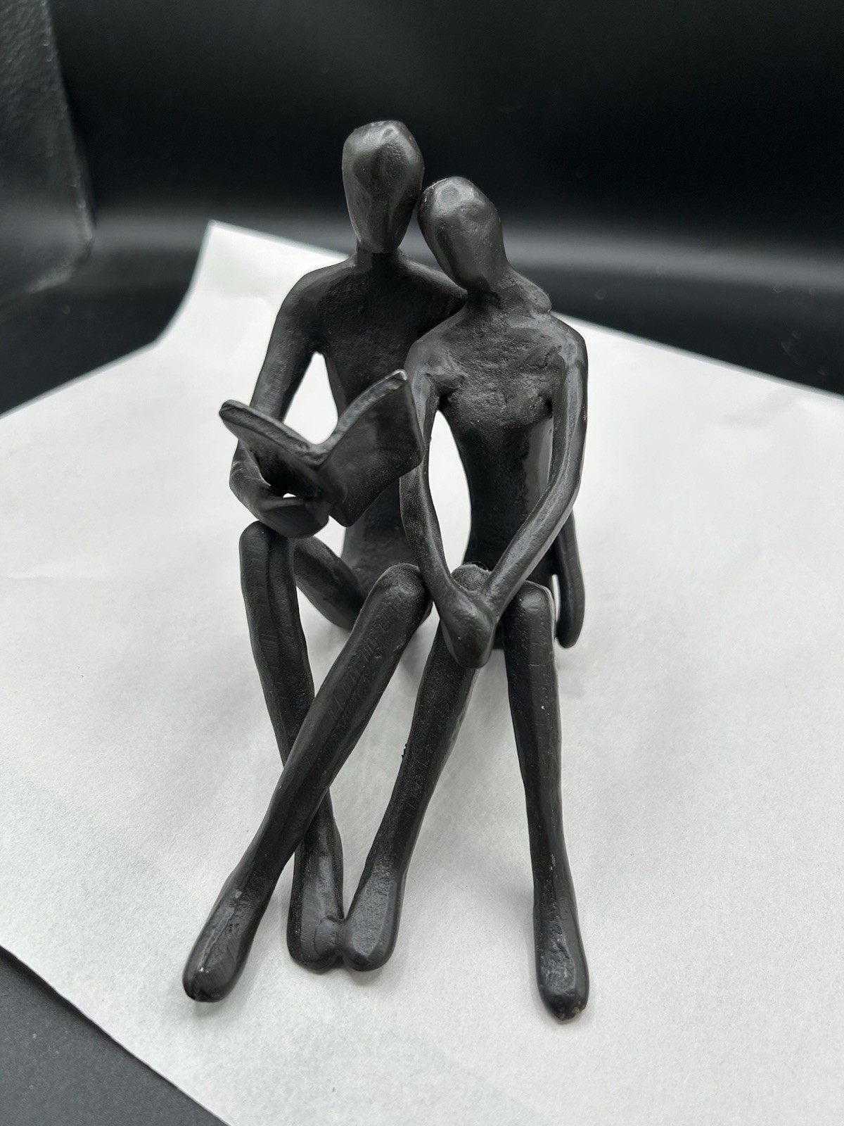 Danya B Brown Cast Iron Abstract Couple Reading Book Together Sculpture Danya B Brown Cast Iron Abstract Couple Reading Book Together Sculpture
