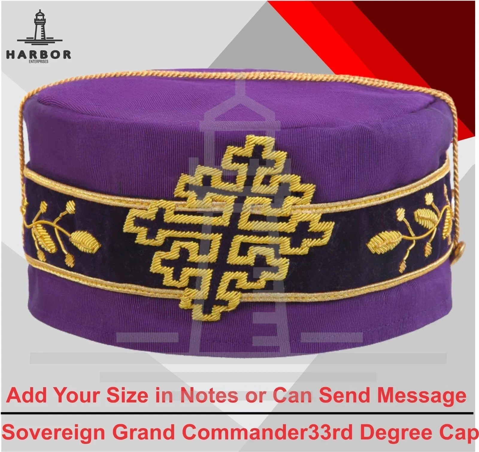 Sovereign Grand Commander 33rd Degree Scottish Rite Cap Hand Embroidered Hat Sovereign Grand Commander 33rd Degree Scottish Rite Cap Hand Embroidered Hat