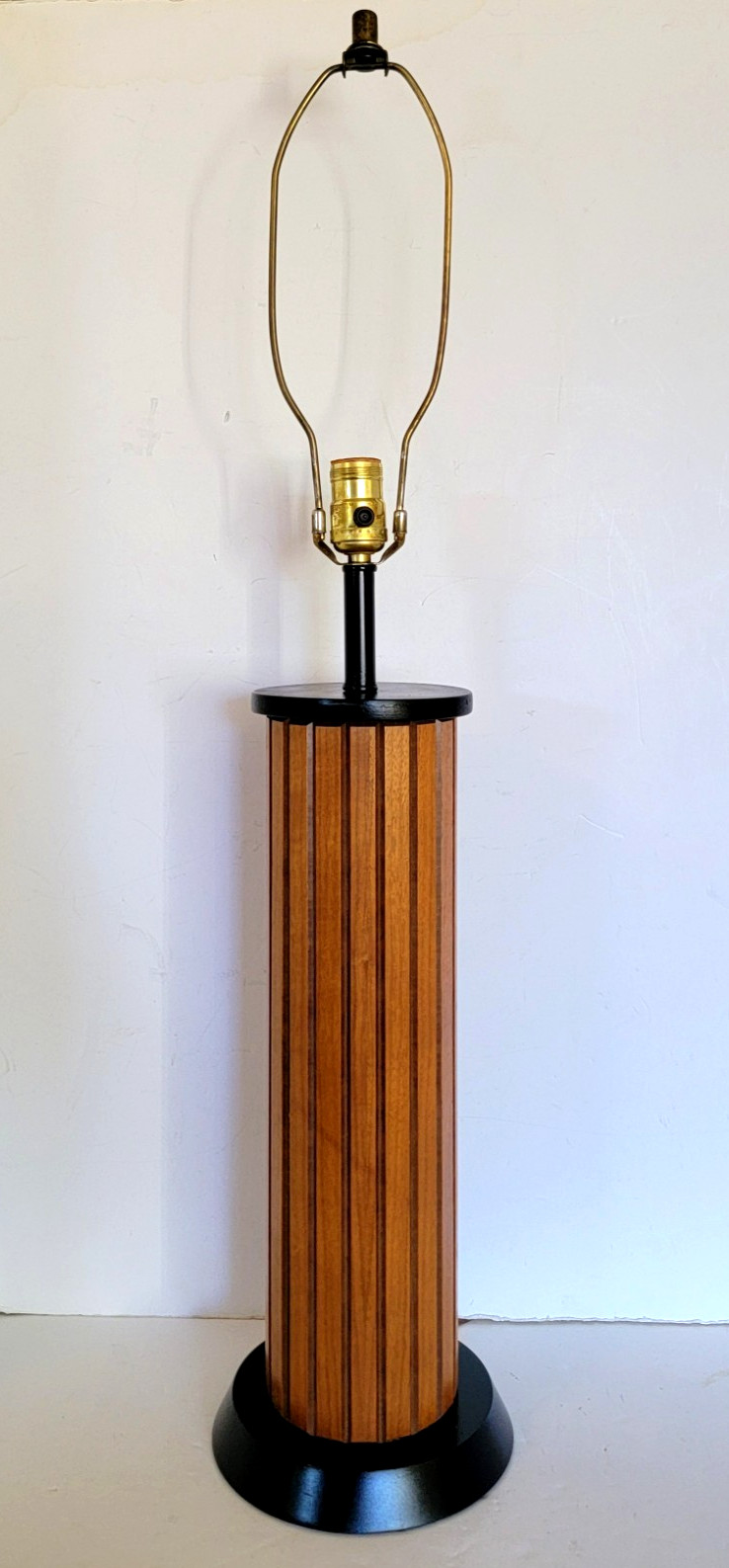 Vintage MCM Gruvwood Style Slatted Wood Table Lamp 34" Tall Mid-Century Modern