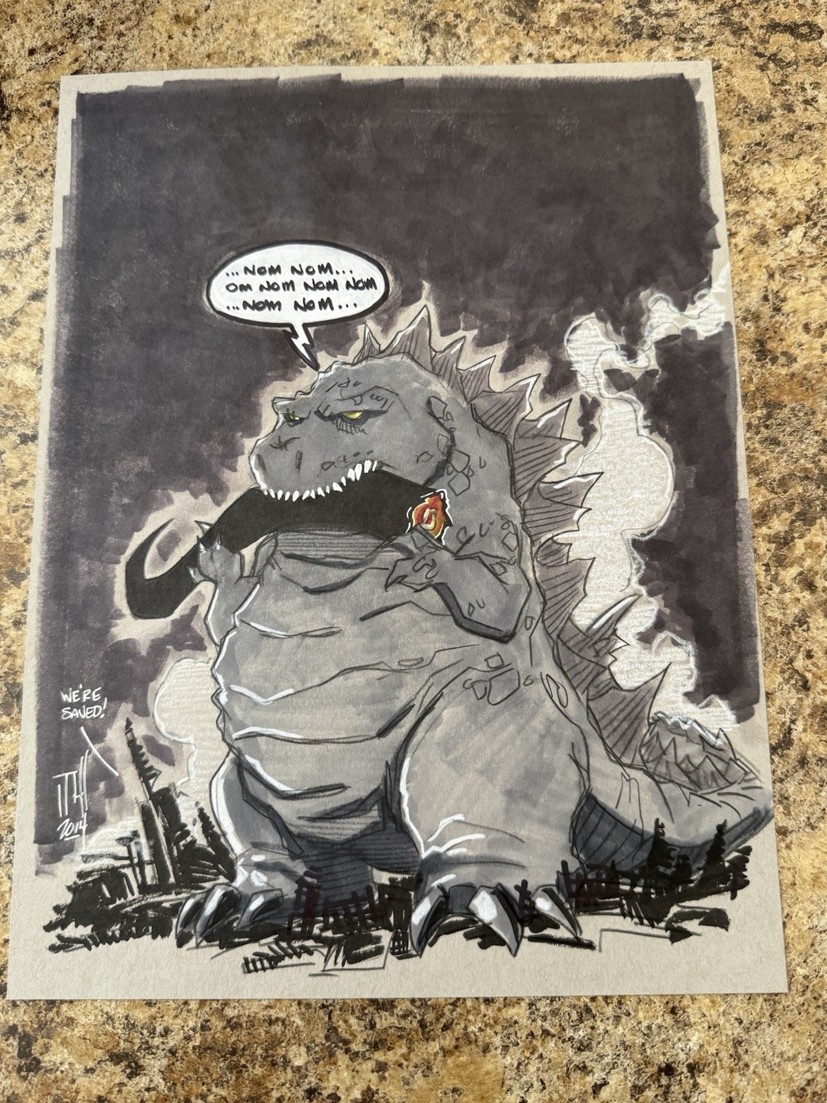 Tom Hodges Signed Godzilla Sketch Tom Hodges Signed Godzilla Sketch