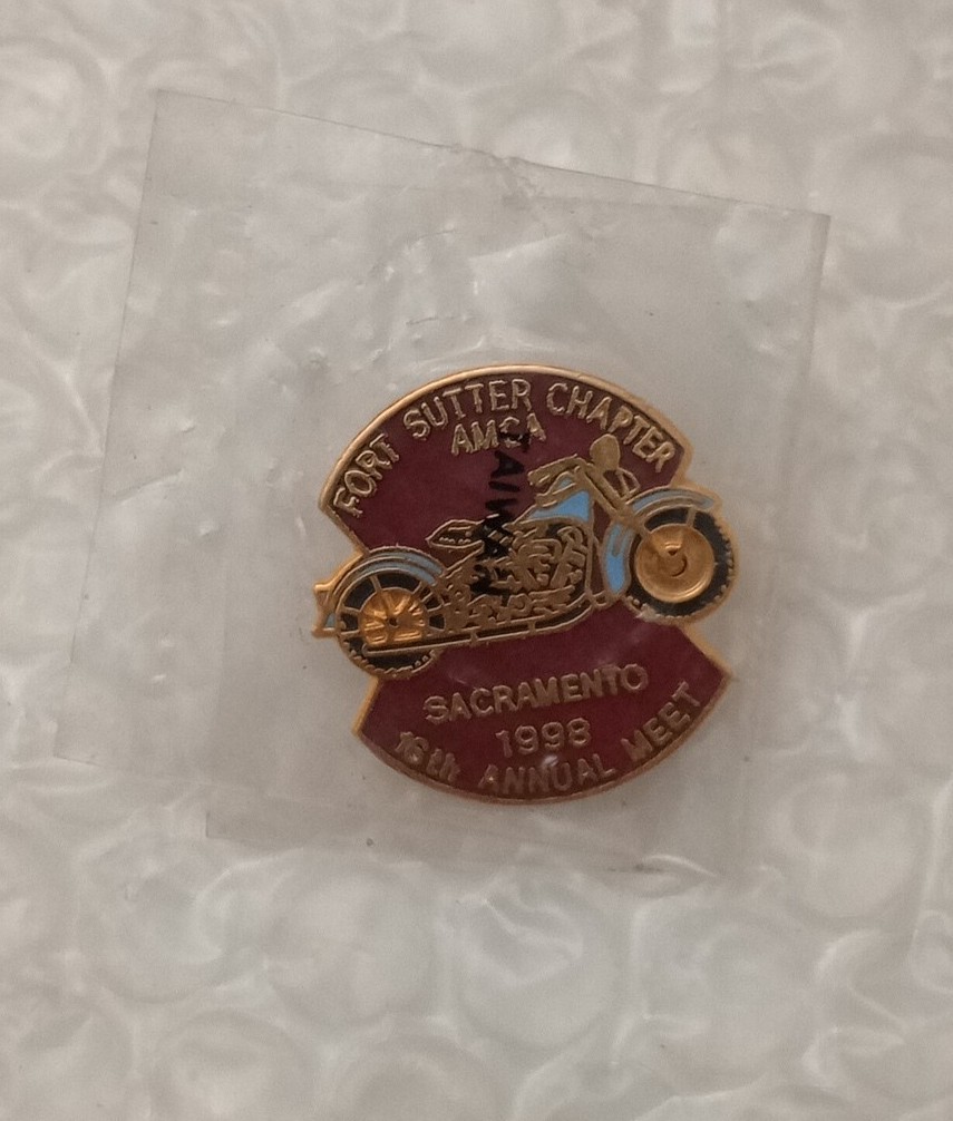 A.M.C.A. ~ Antique Motorcycle Club Of America ~ FORT SUTTER CHAPTER PIN ~ SACRAM A.M.C.A. ~ Antique Motorcycle Club Of America ~ FORT SUTTER CHAPTER PIN ~ SACRAM