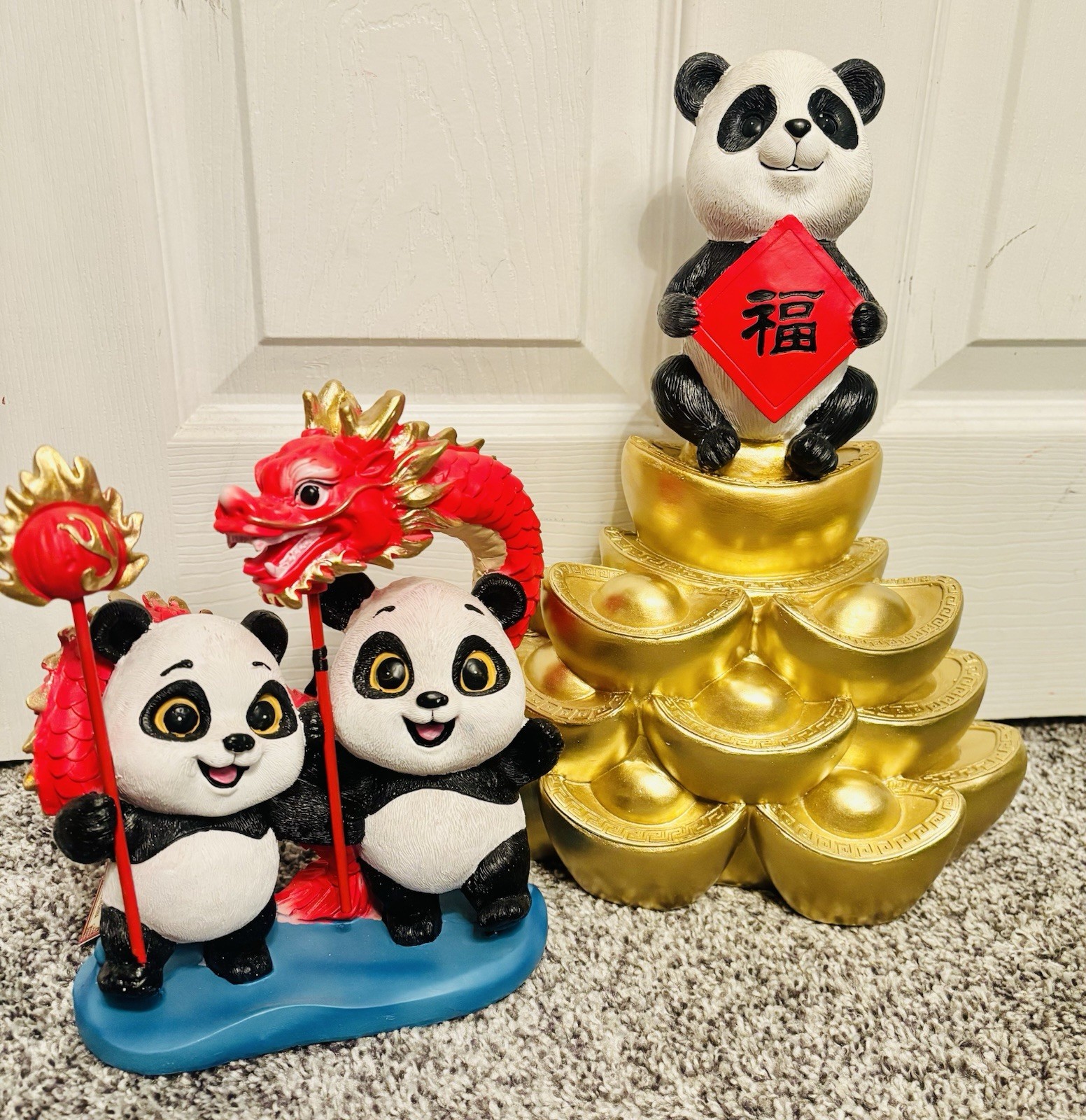 Year Of The Horse 2026 Panda Dragon Figurine Decor Set Chinese Lunar New Year Year Of The Horse 2026 Panda Dragon Figurine Decor Set Chinese Lunar New Year
