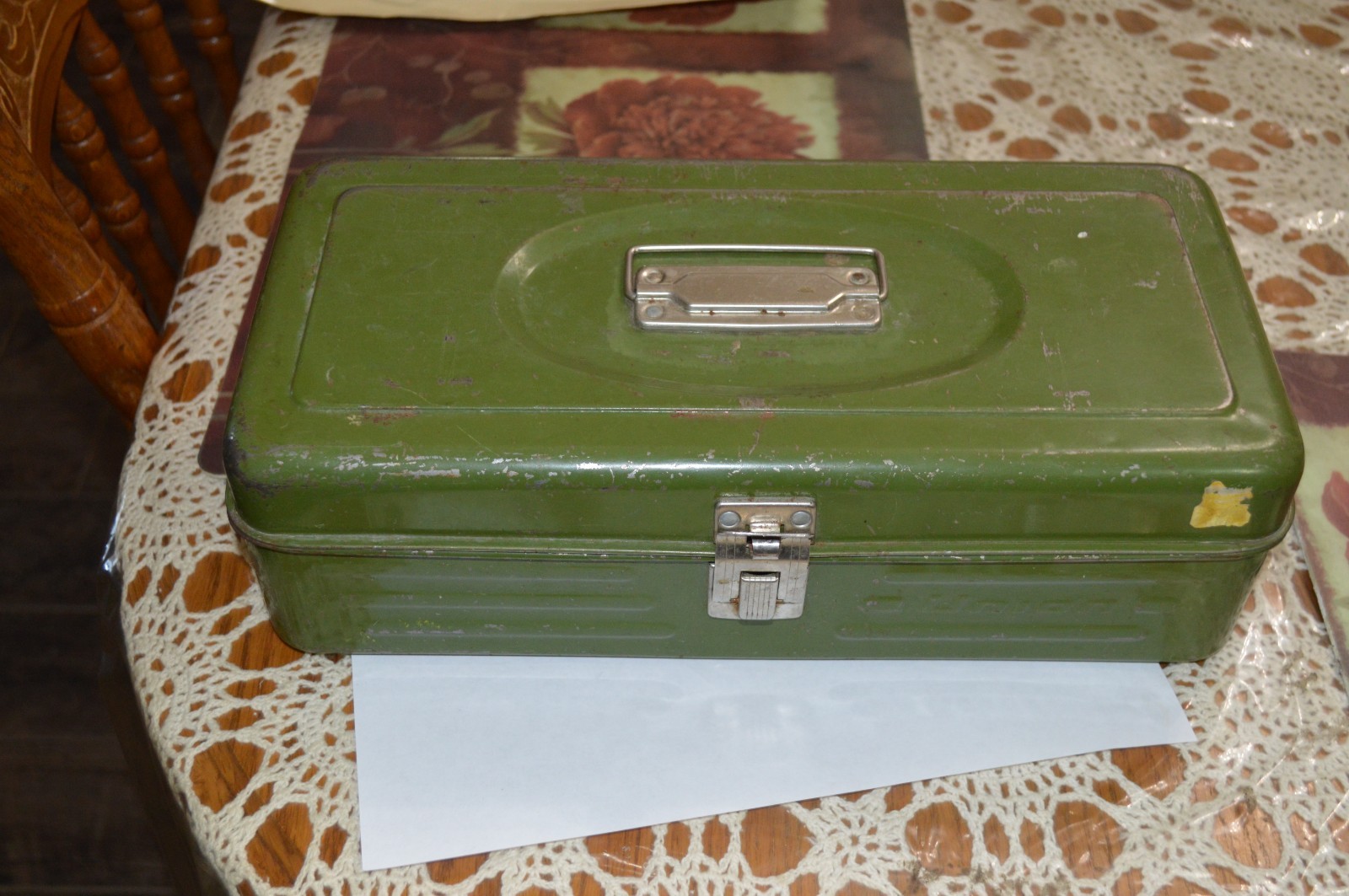 Vintage Union Utility Steel Green Tackle Box/Tool industrial USA