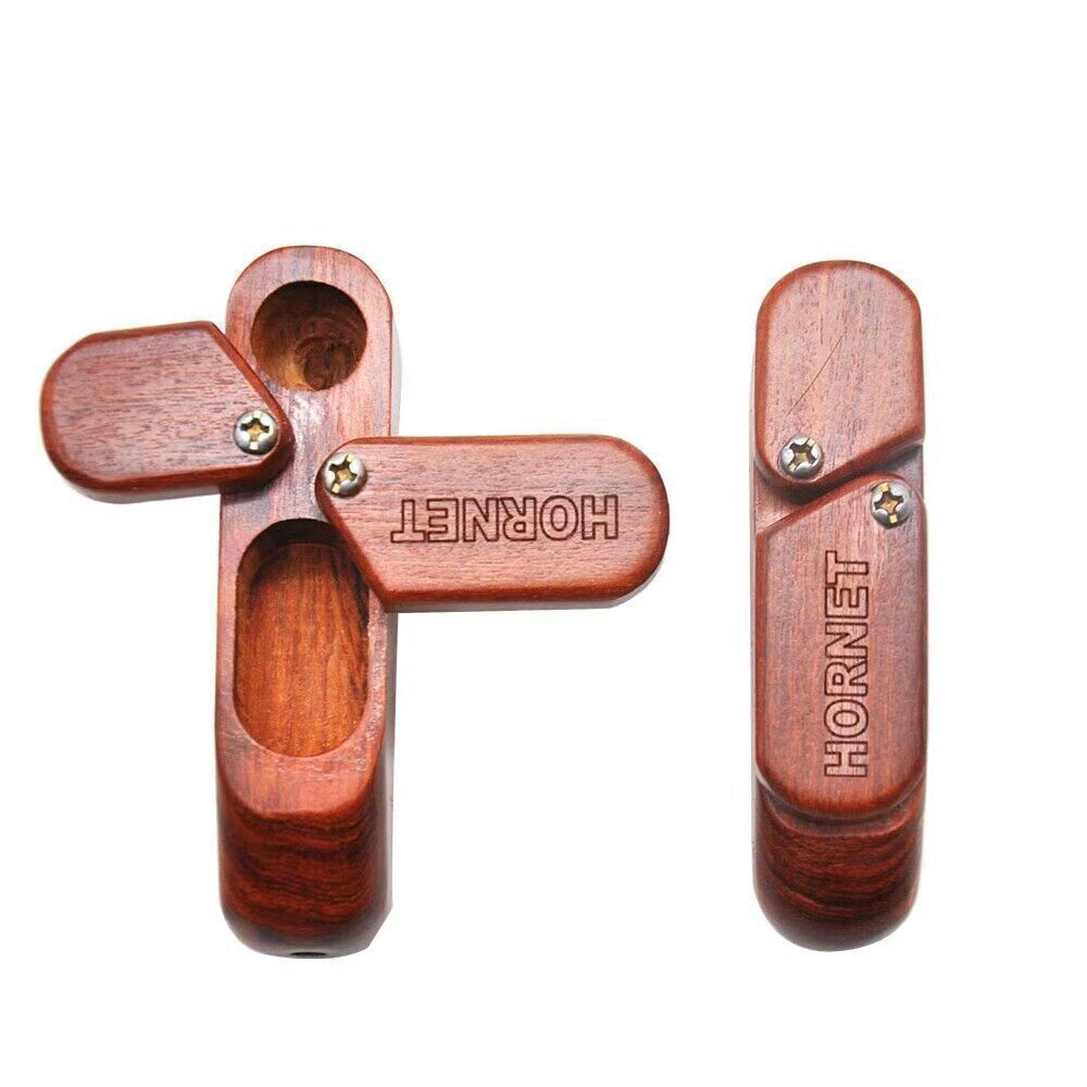 2PCS Portable Handheld Wooden Pipe Lid Rotates 180° With Tobacco Storage Case 2PCS Portable Handheld Wooden Pipe Lid Rotates 180° With Tobacco Storage Case