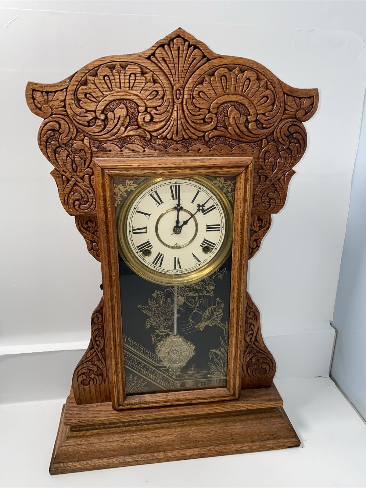 Antique Gilbert Parlor Gingerbread Clock Capitol Model 43 Great Detail. Works