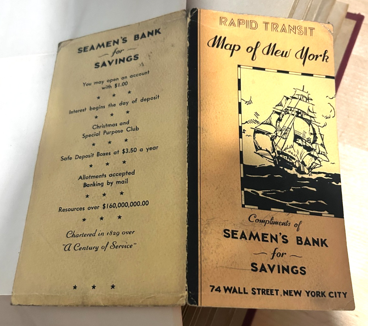 Vintage NYC Subway Rapid Transit Map Seamen's Bank World's Fair George Nostrand 
