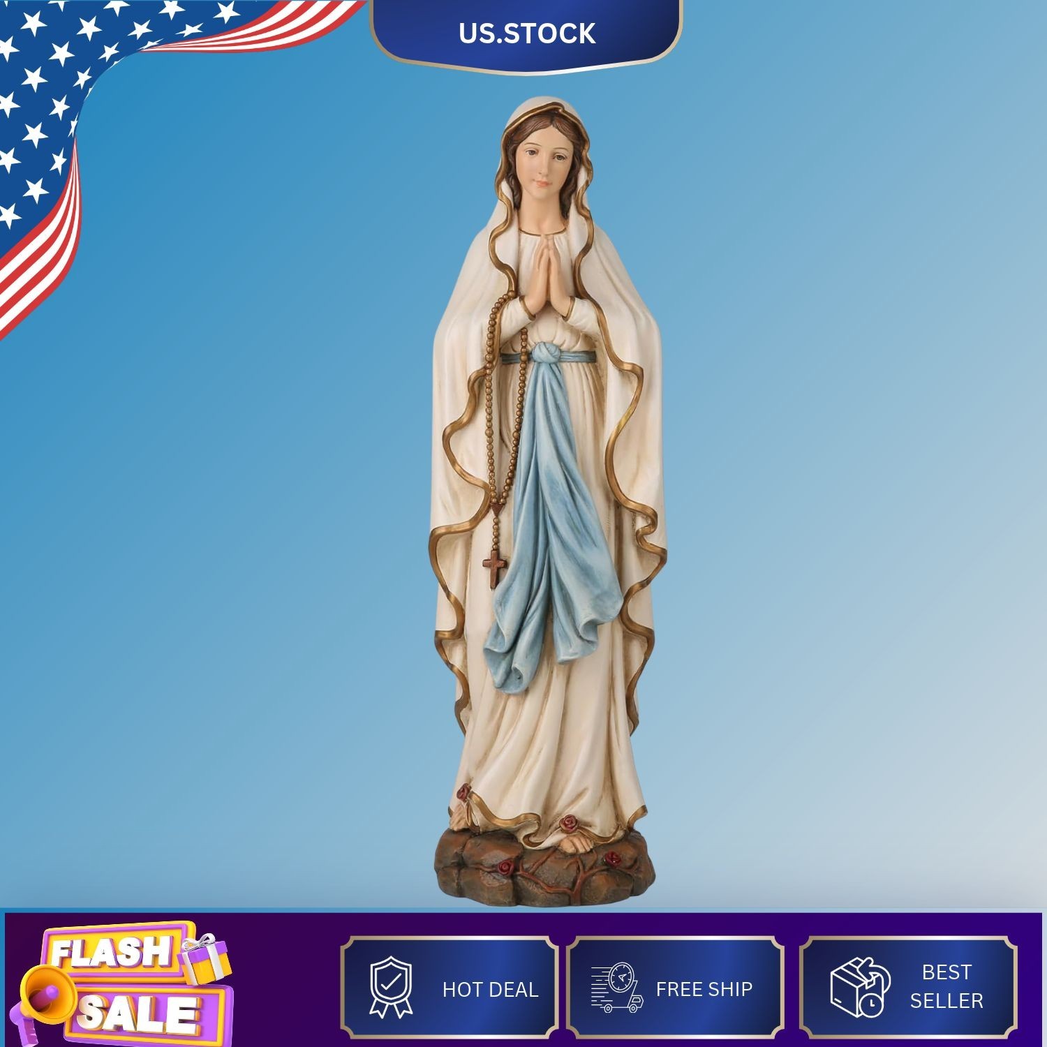BC Catholic Our Lady of Lourdes Statue 14.5" BC Catholic Our Lady of Lourdes Statue 14.5"