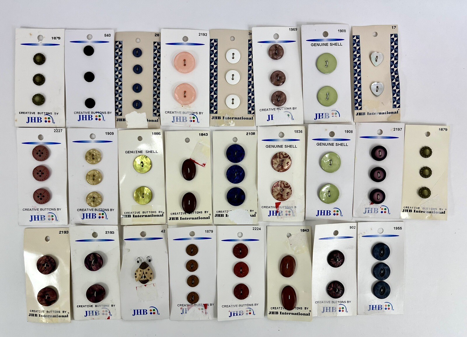 Lot of 25 Packs Vintage JHB International Buttons In Cards Lot of 25 Packs Vintage JHB International Buttons In Cards
