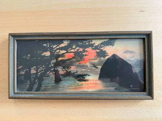 Antique Frank Woodfield Hand-tinted Photograph Cannon Beach