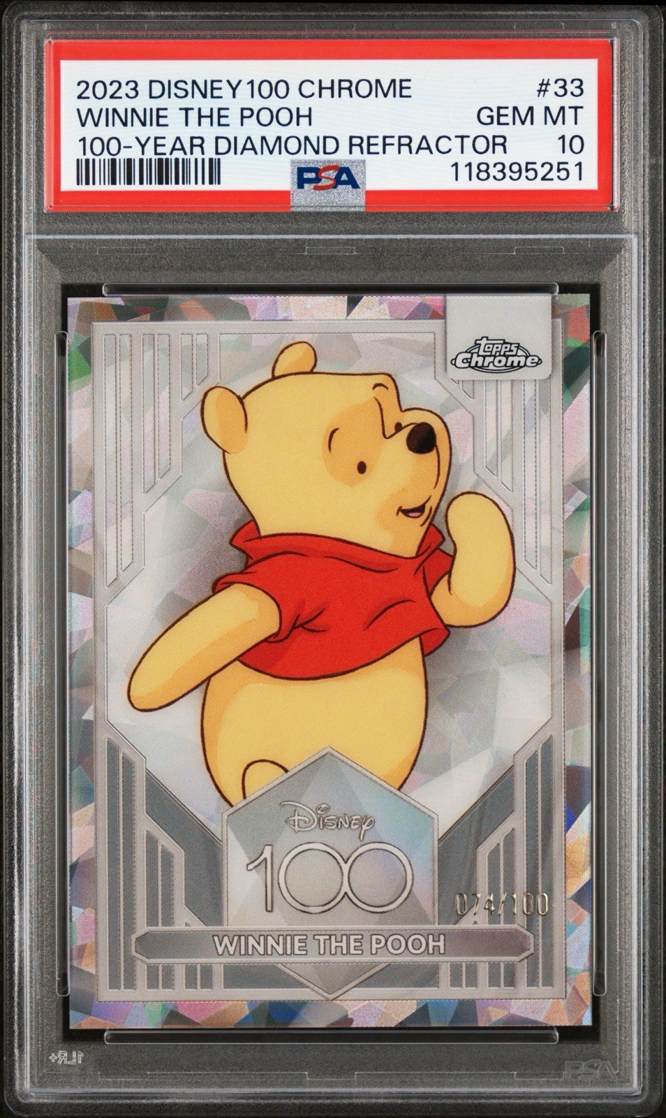 2023 Topps Chrome Disney 100 Diamond Refractor Winnie The Pooh - PSA 10 Low Pop 2023 Topps Chrome Disney 100 Diamond Refractor Winnie The Pooh - PSA 10 Low Pop